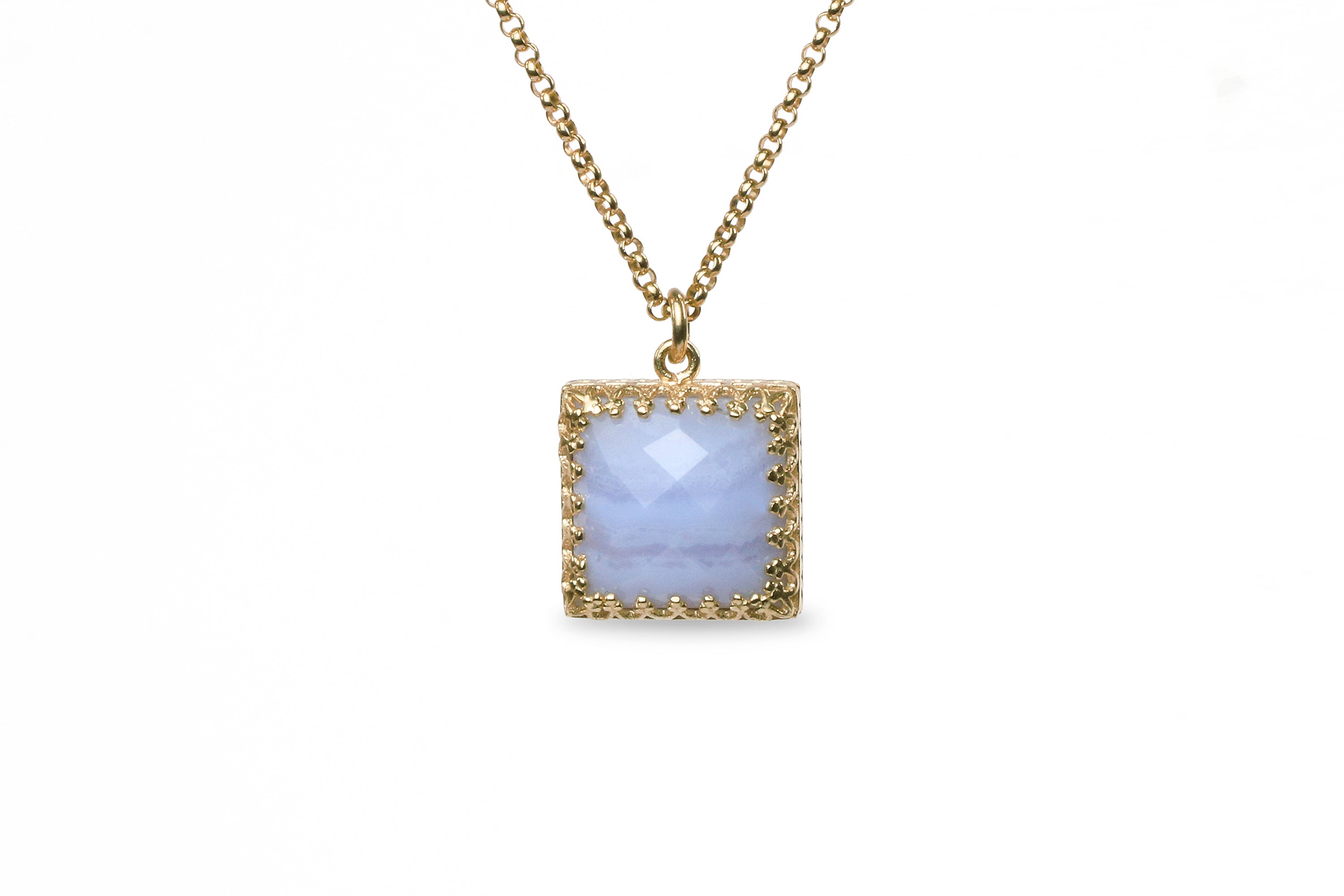 Lace Agate Gold Filled Pendant Necklace necklaces Anemone Jewelry