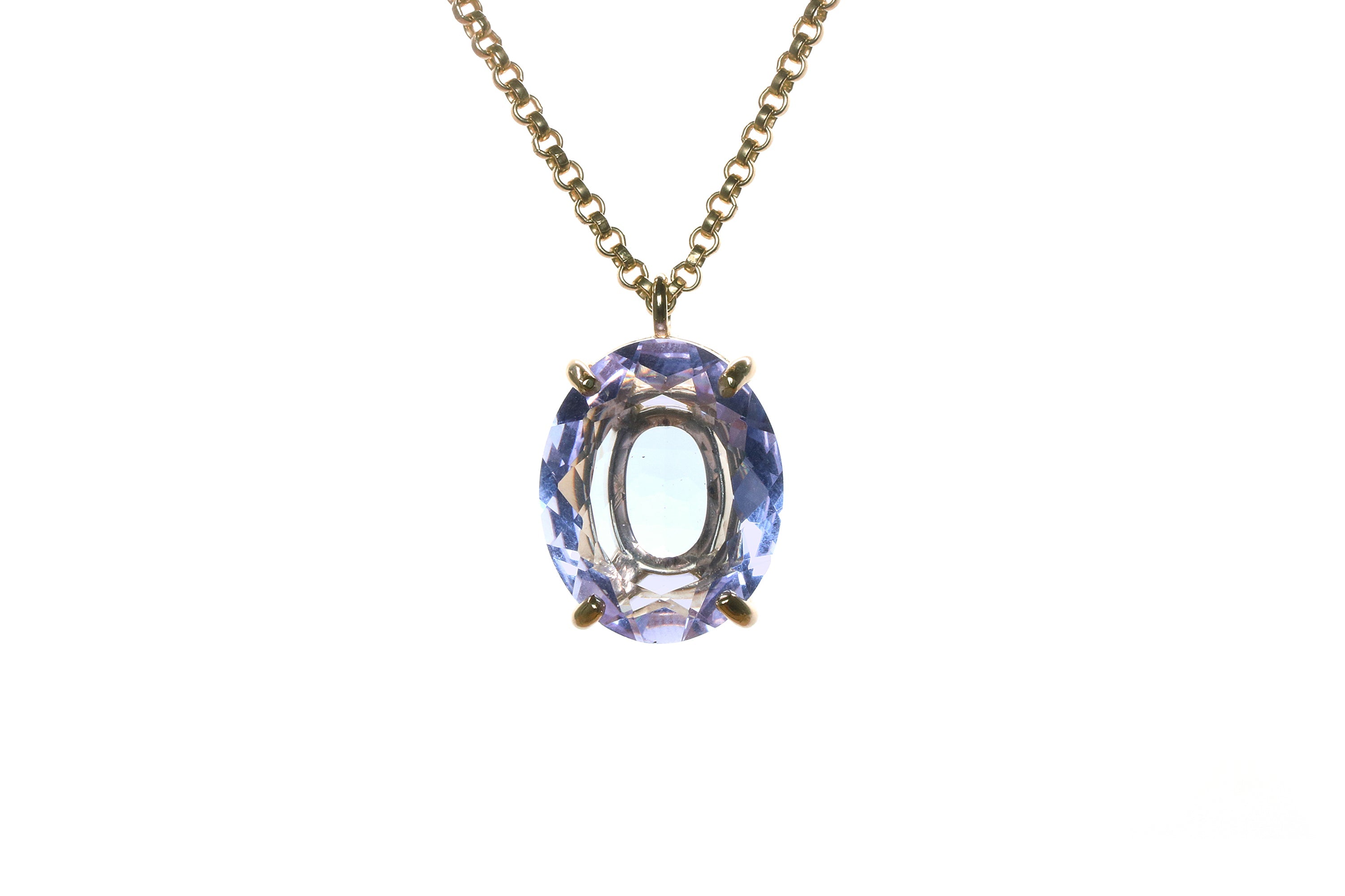 Oval Tanzanite Pendant Gold Necklace necklaces Anemone Jewelry