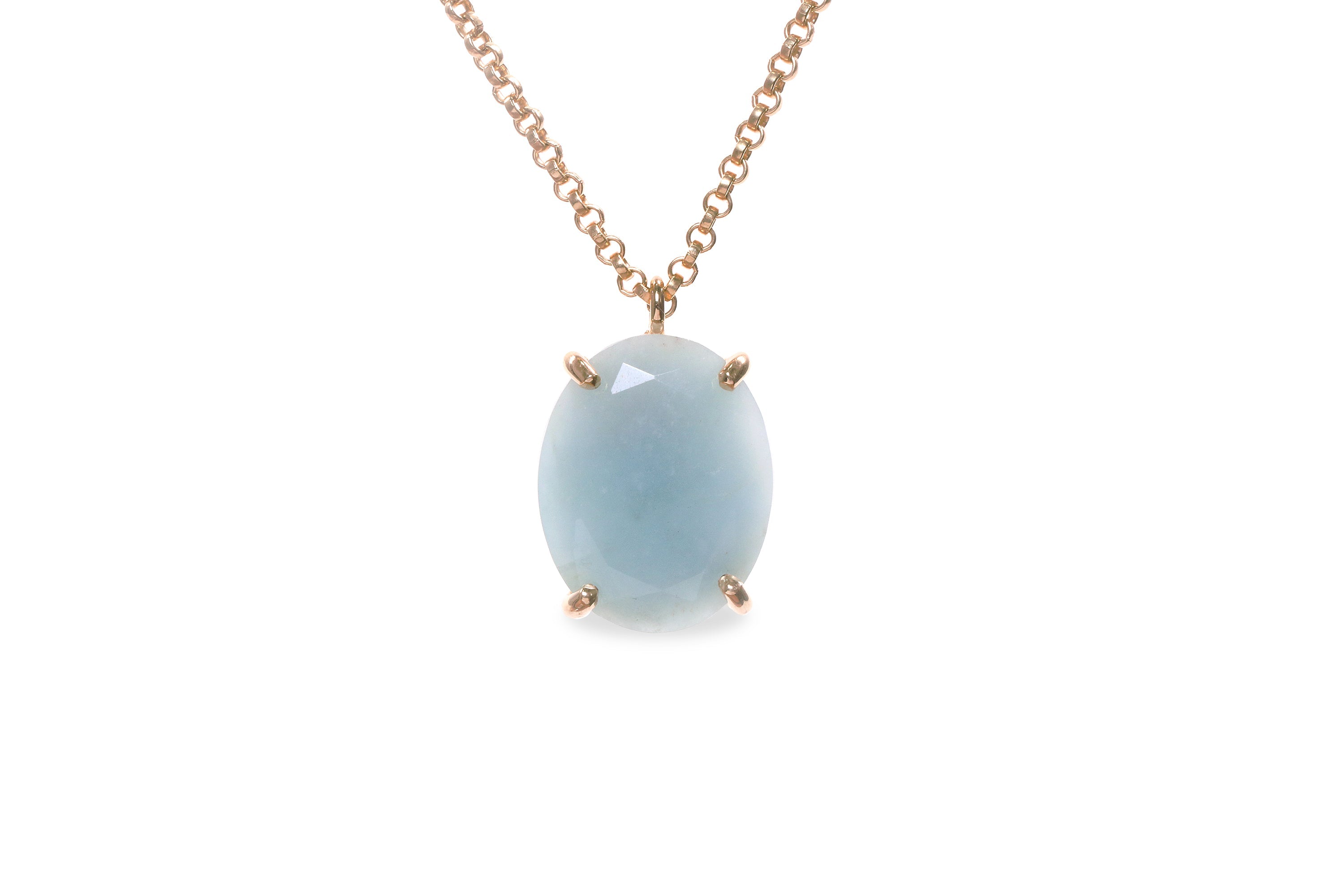 Lustrous Oval Aquamarine Necklace in 14k Gold necklaces Anemone Jewelry