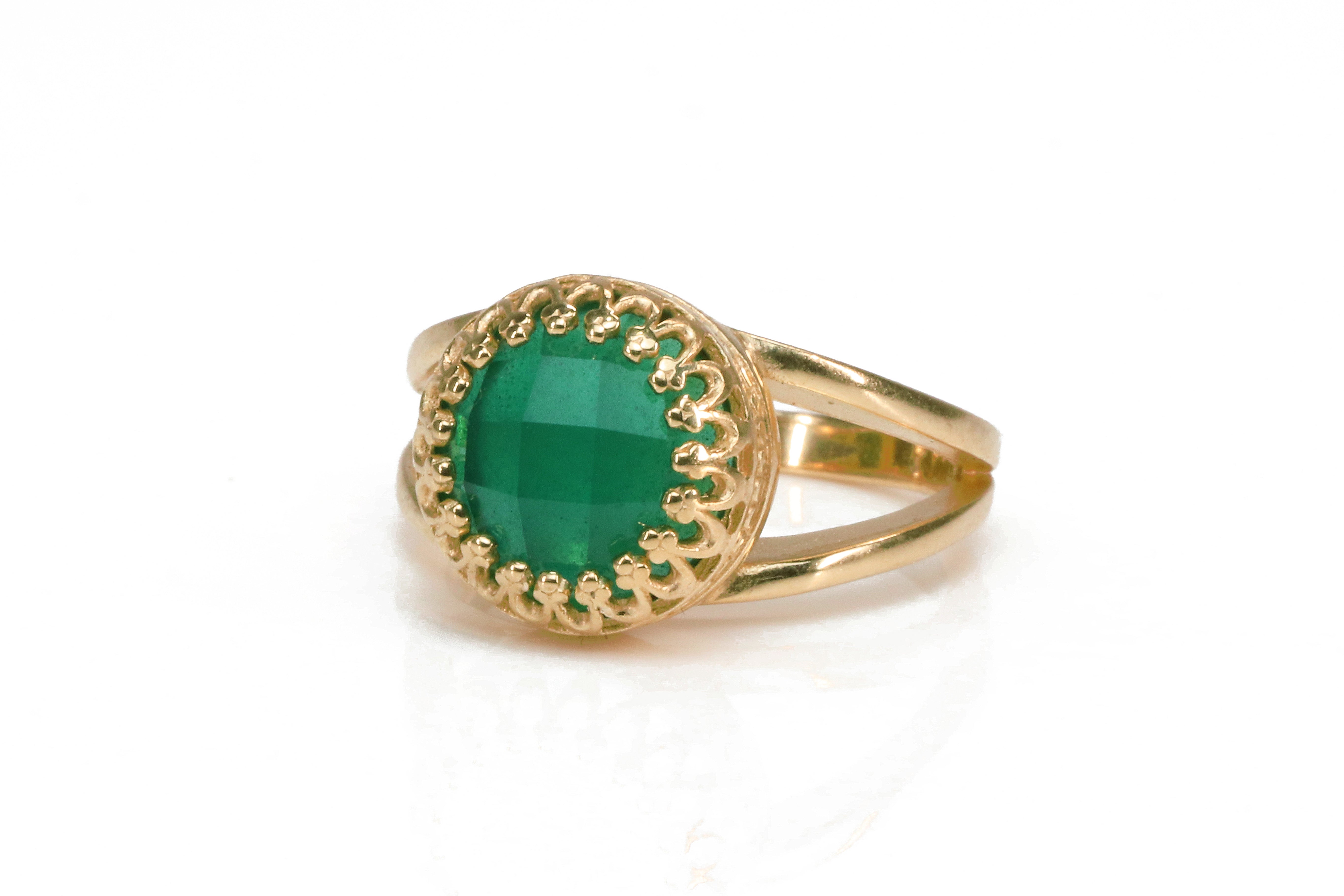 Rose Gold Filled Ring with Green Onyx Rings Anemone Jewelry