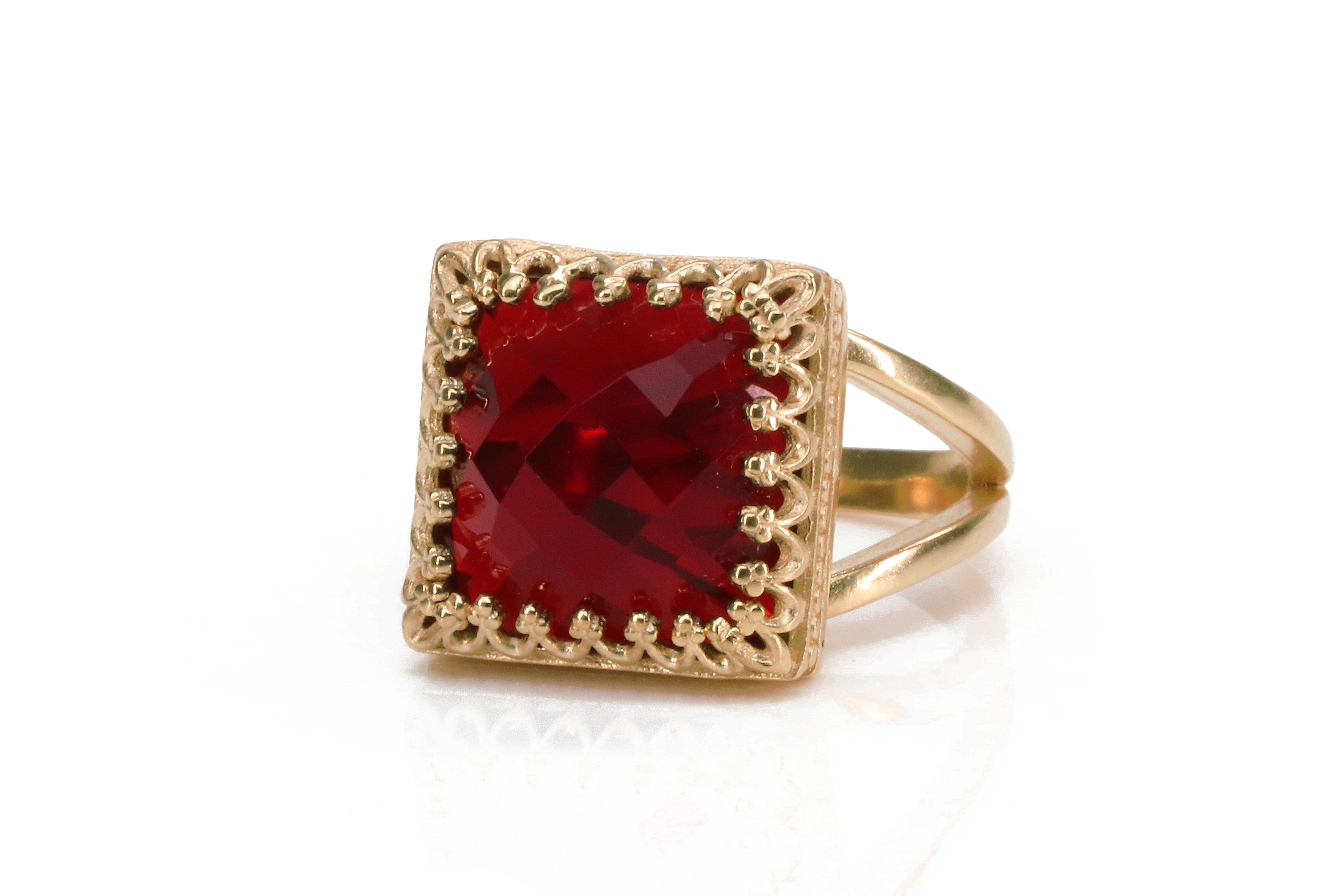 Red Garnet Birthstone Ring in 14k Rose Gold Rings Anemone Jewelry