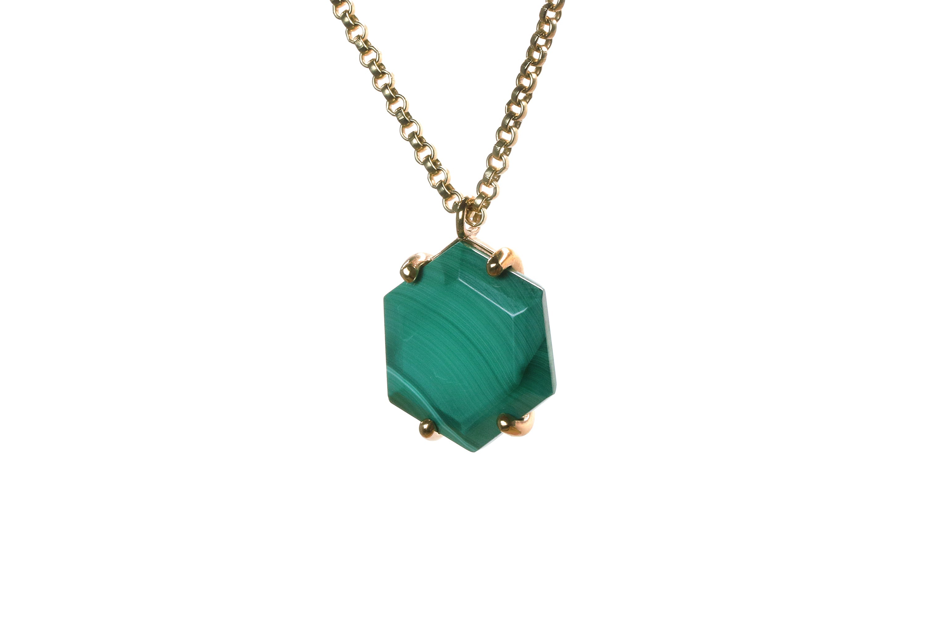 Vibrant Malachite Pendant Necklace in Sterling Silver necklaces Anemone Jewelry