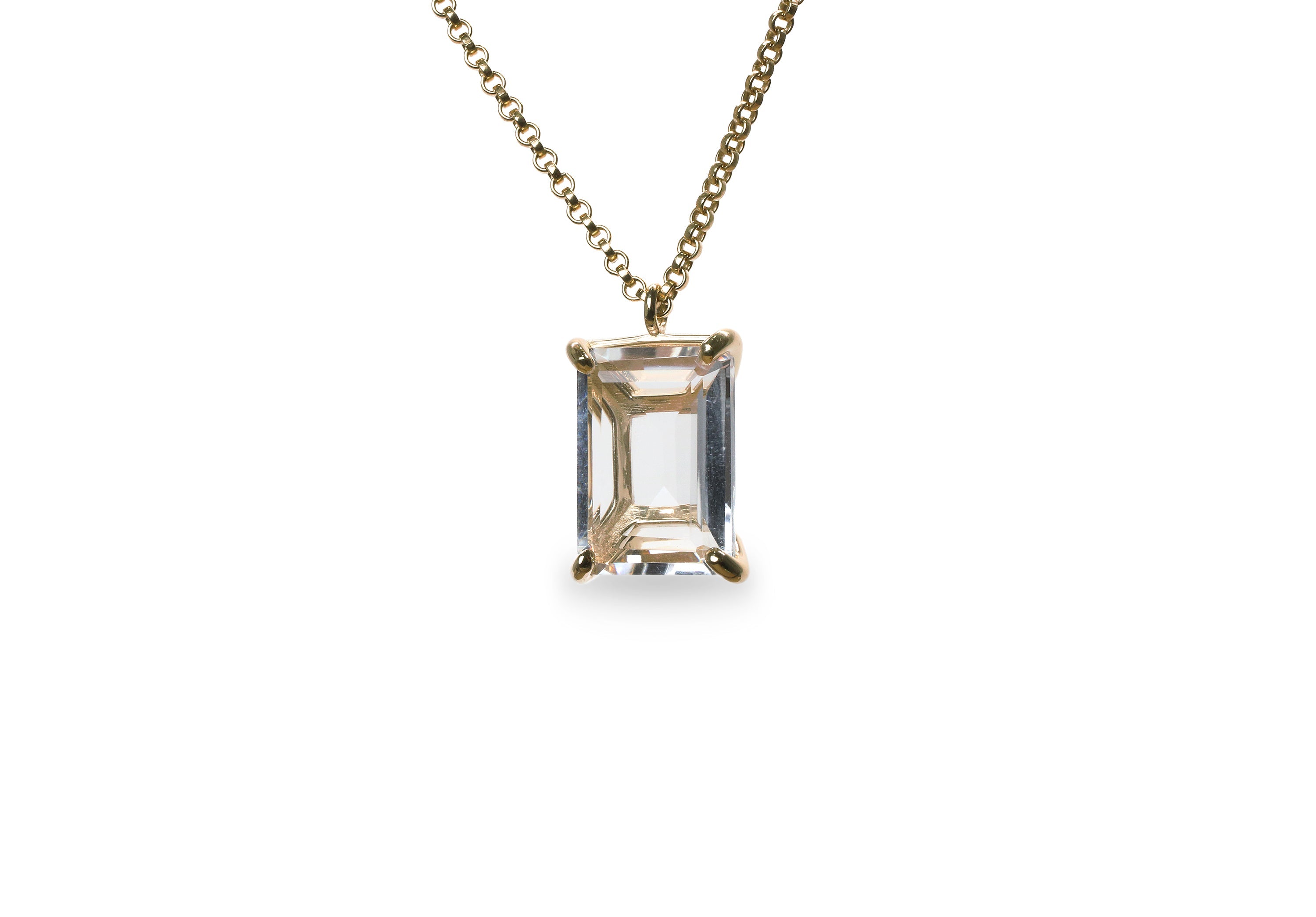 Glam Rectangular Clear Quartz Necklace necklaces Anemone Jewelry