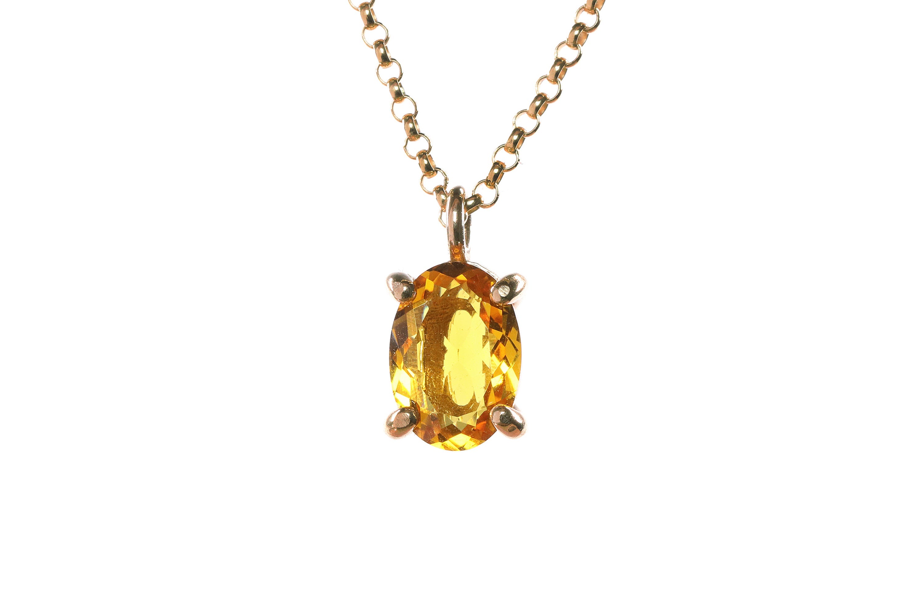 Bright Citrine Gold Pendant Necklace necklaces Anemone Unique