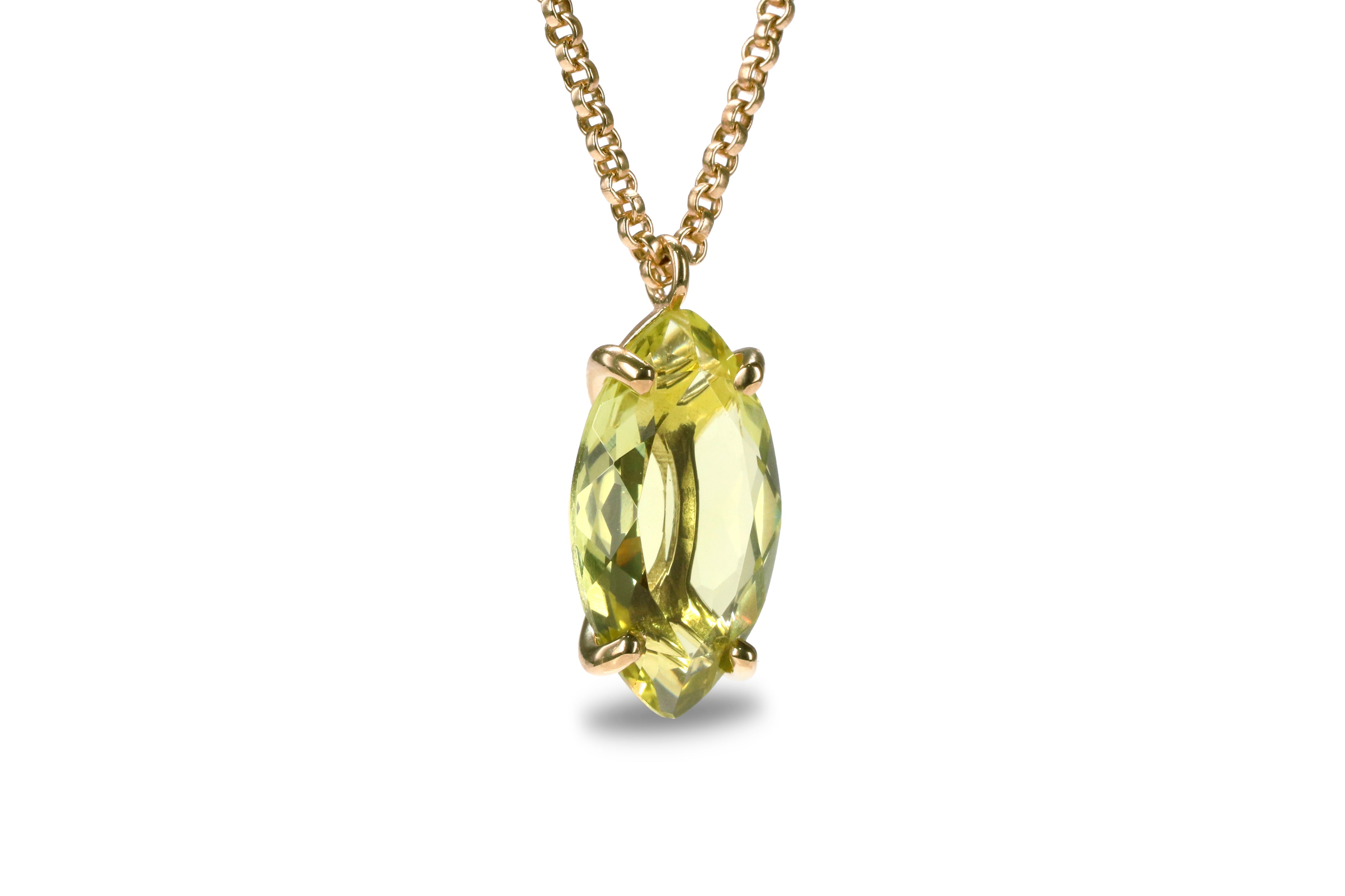 Marquise Lemon Quartz Pendant Gold Necklace necklaces Anemone Jewelry