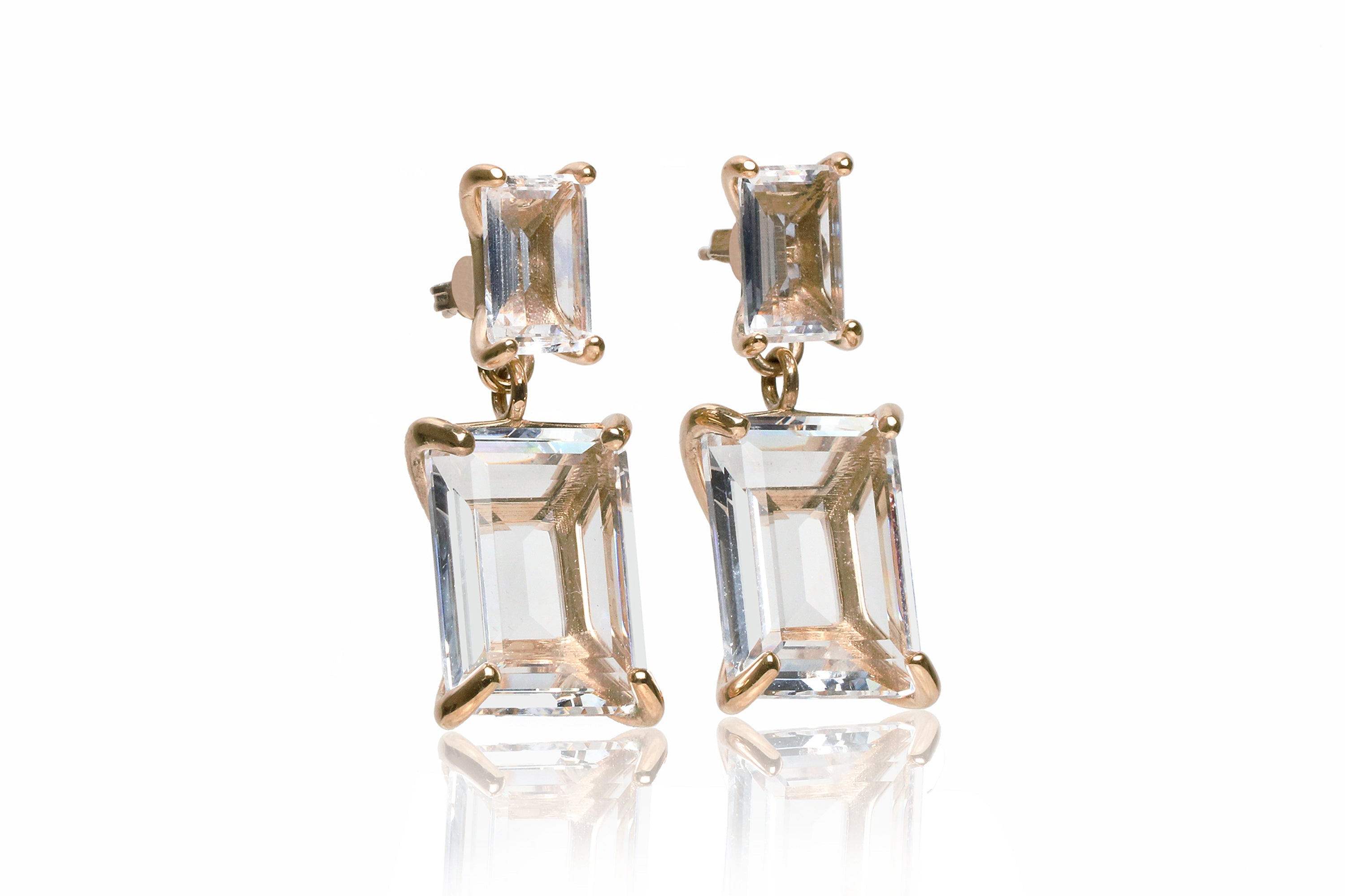 Statement Dangle Crystal Quartz Earrings in Gold Earrings Anemone Jewelry