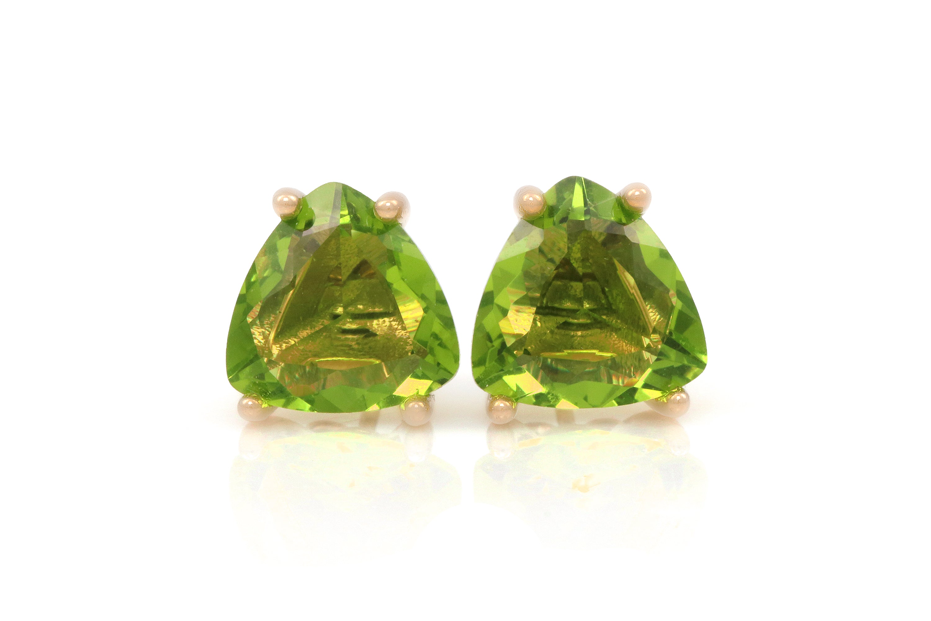 Handmade Peridot Stud Rose Gold Earrings Earrings Anemone Unique