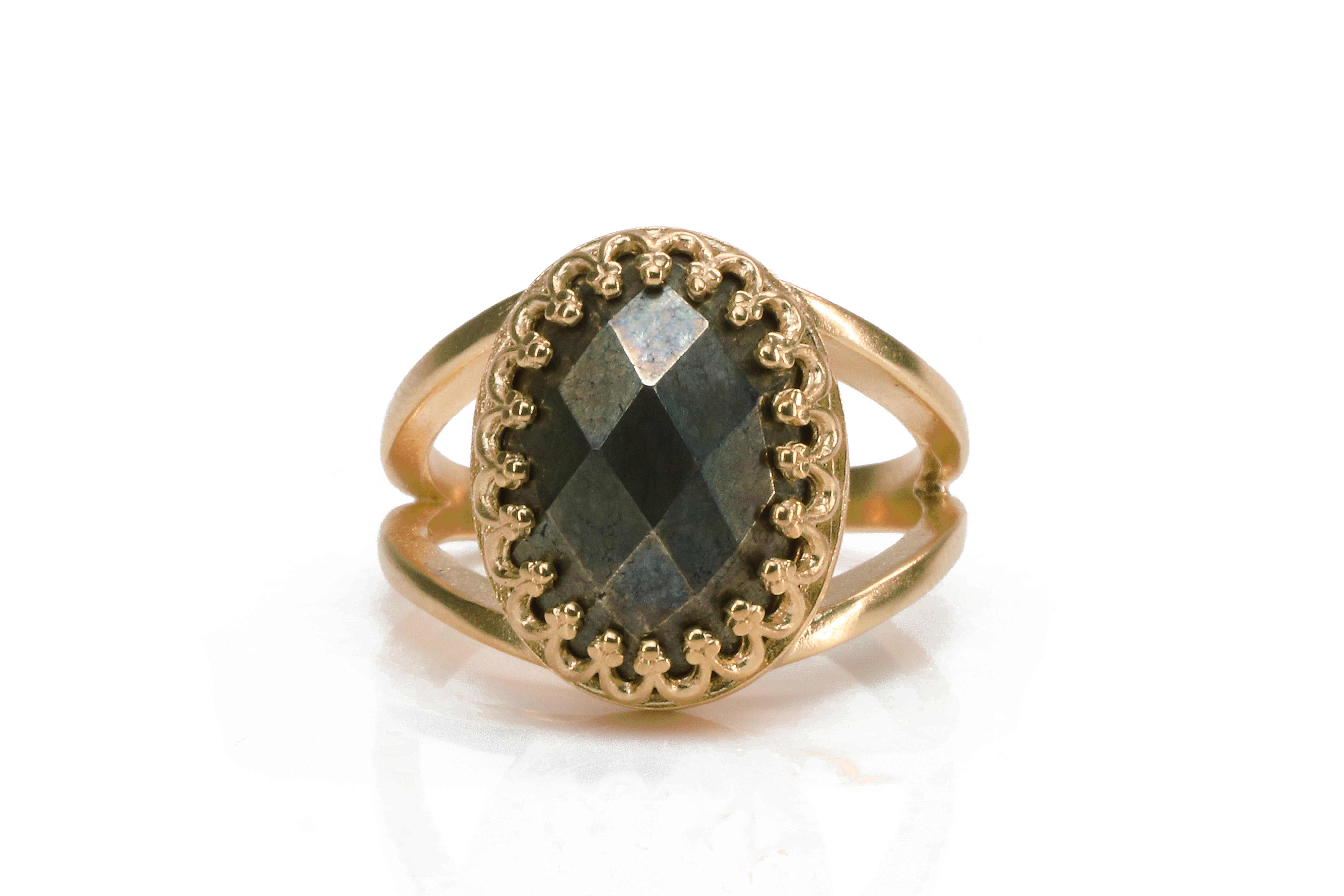 Double Band Pyrite Stone Ring Rings Anemone Jewelry