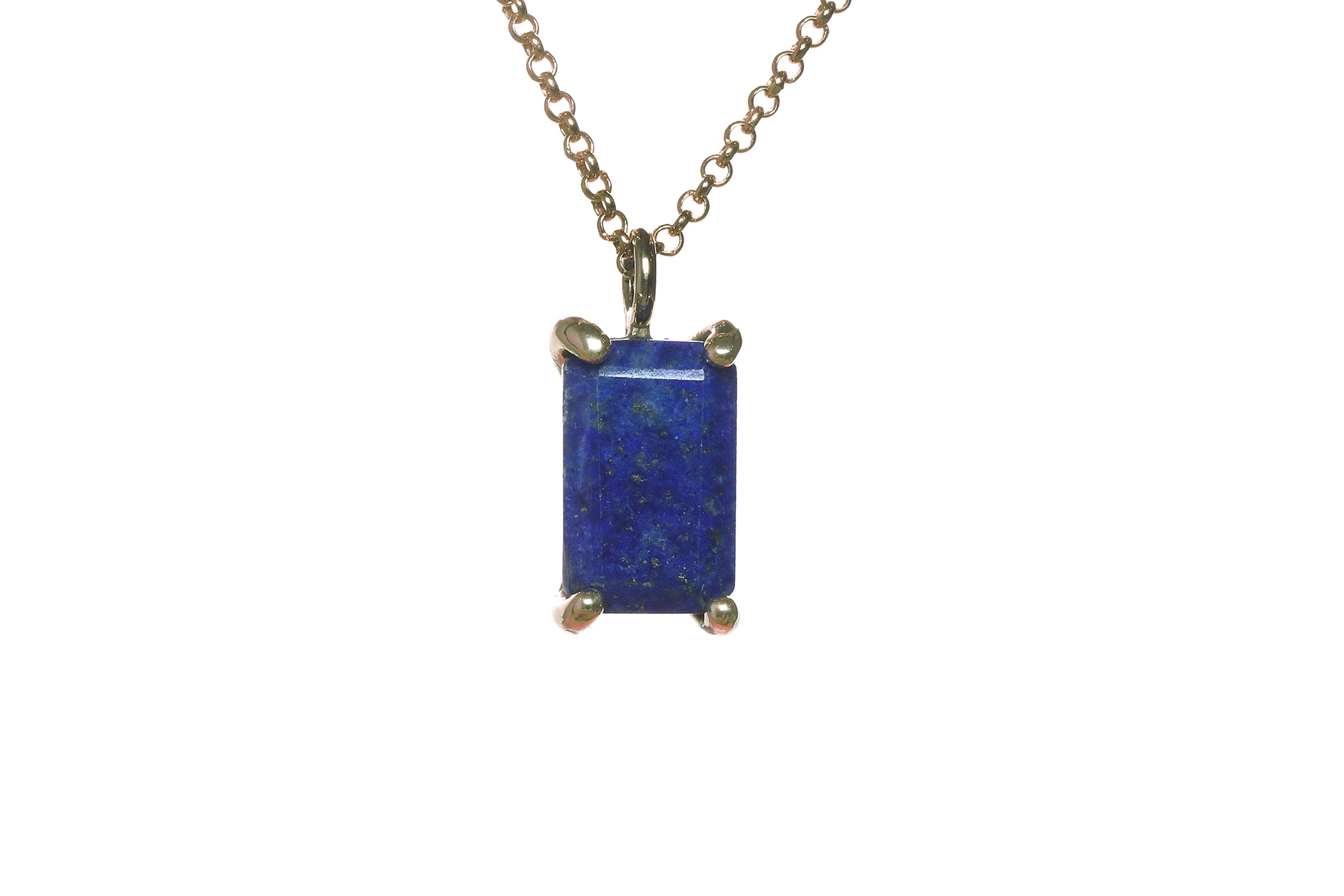 Rectangle Pendant Lapis Lazuli Gold Necklace necklaces Anemone Unique