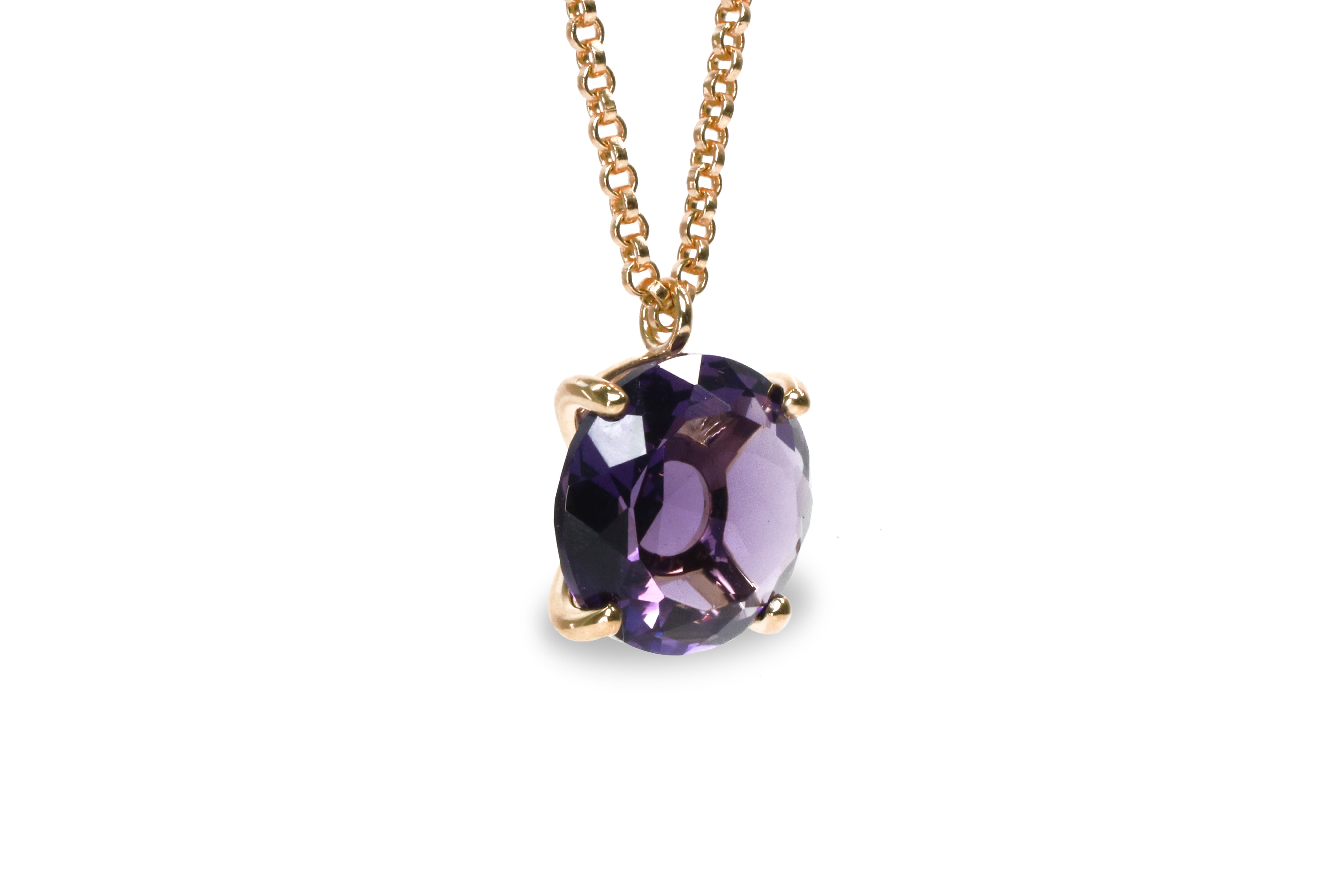 Round Amethyst Gold Necklace for Women necklaces Anemone Jewelry