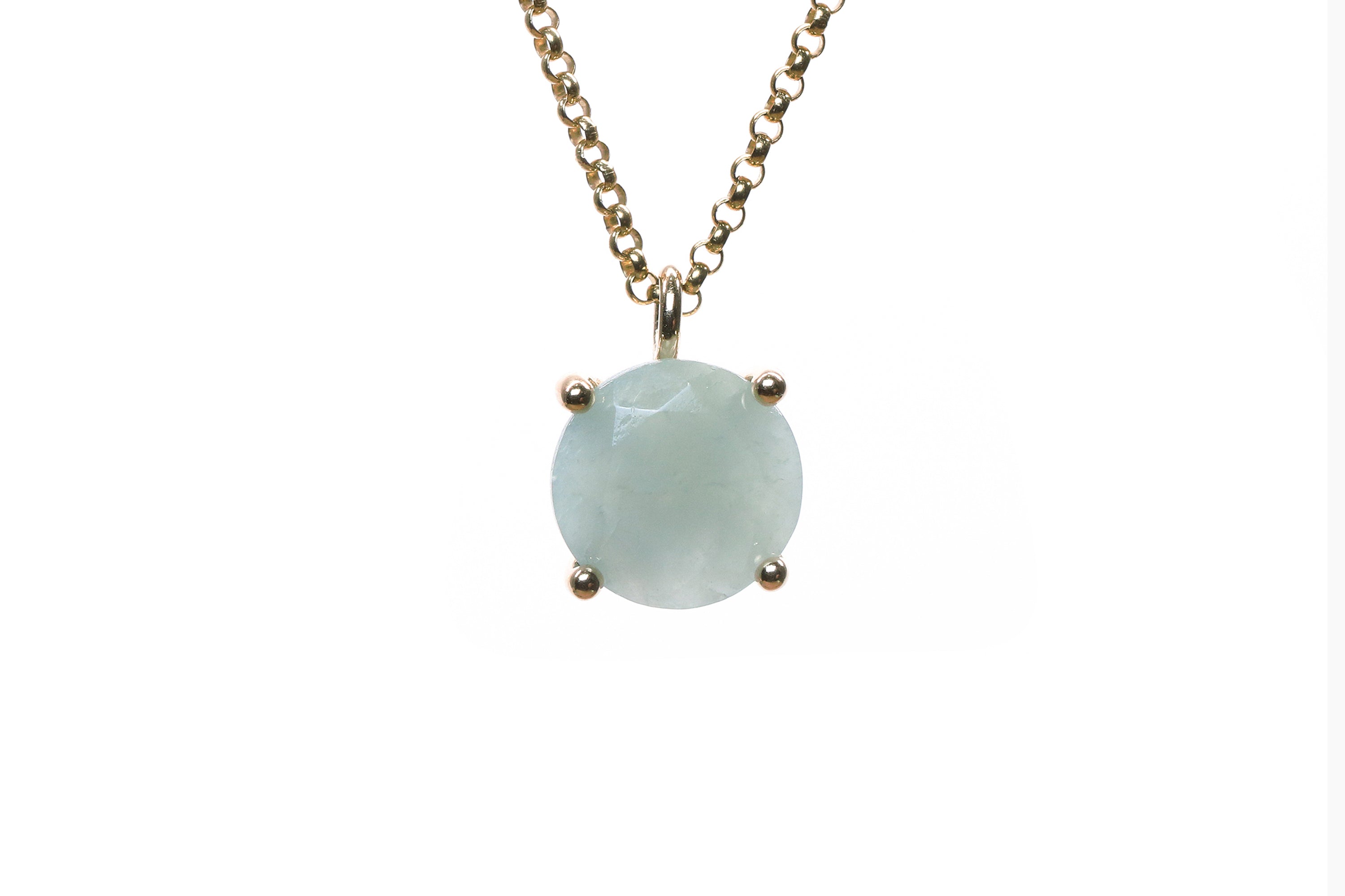 Modern Gold Round Aquamarine Necklace necklaces Anemone Unique