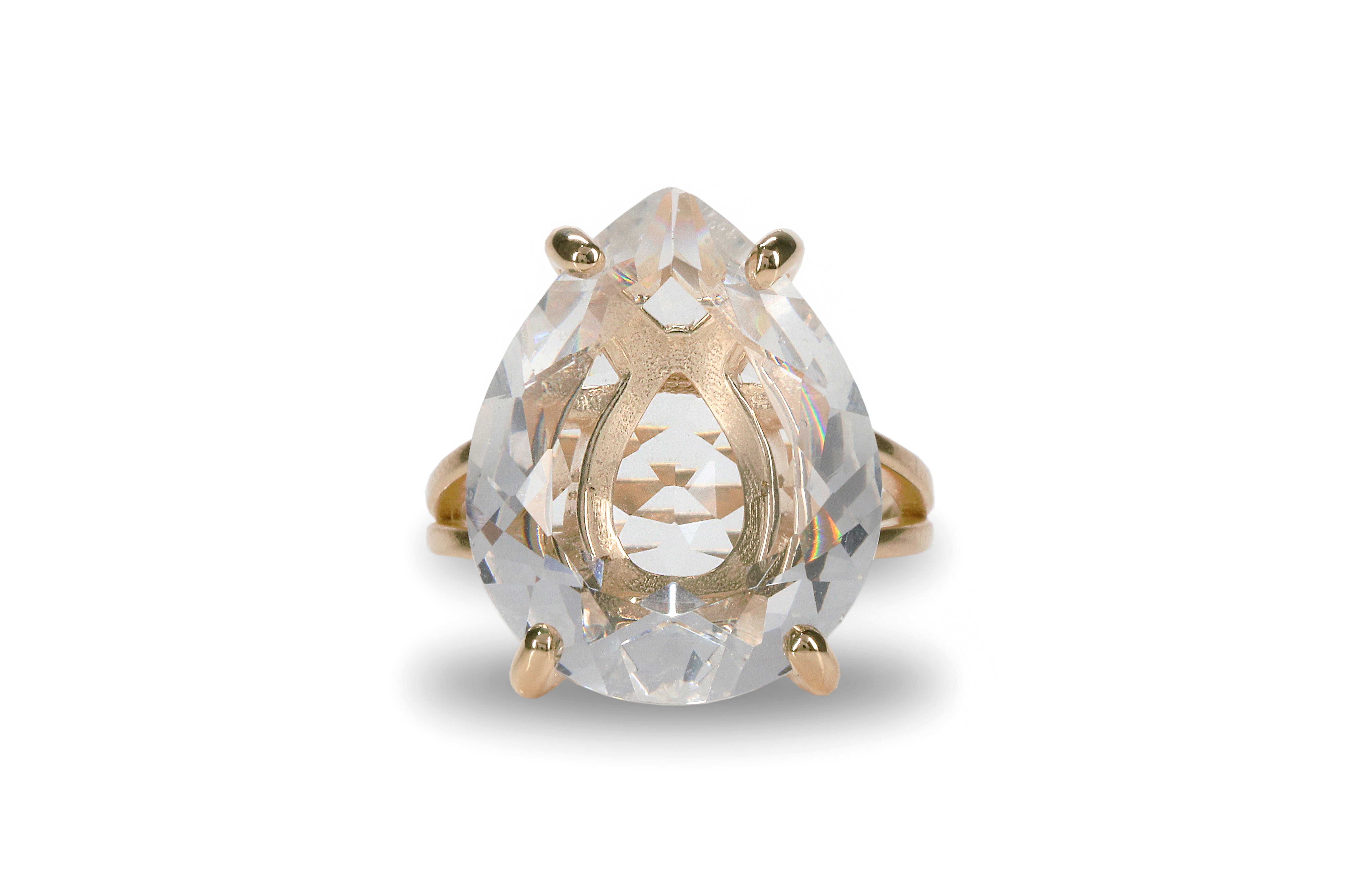 Fine 14k Rose Gold Ring with Crystal Quartz Rings Anemone Jewelry