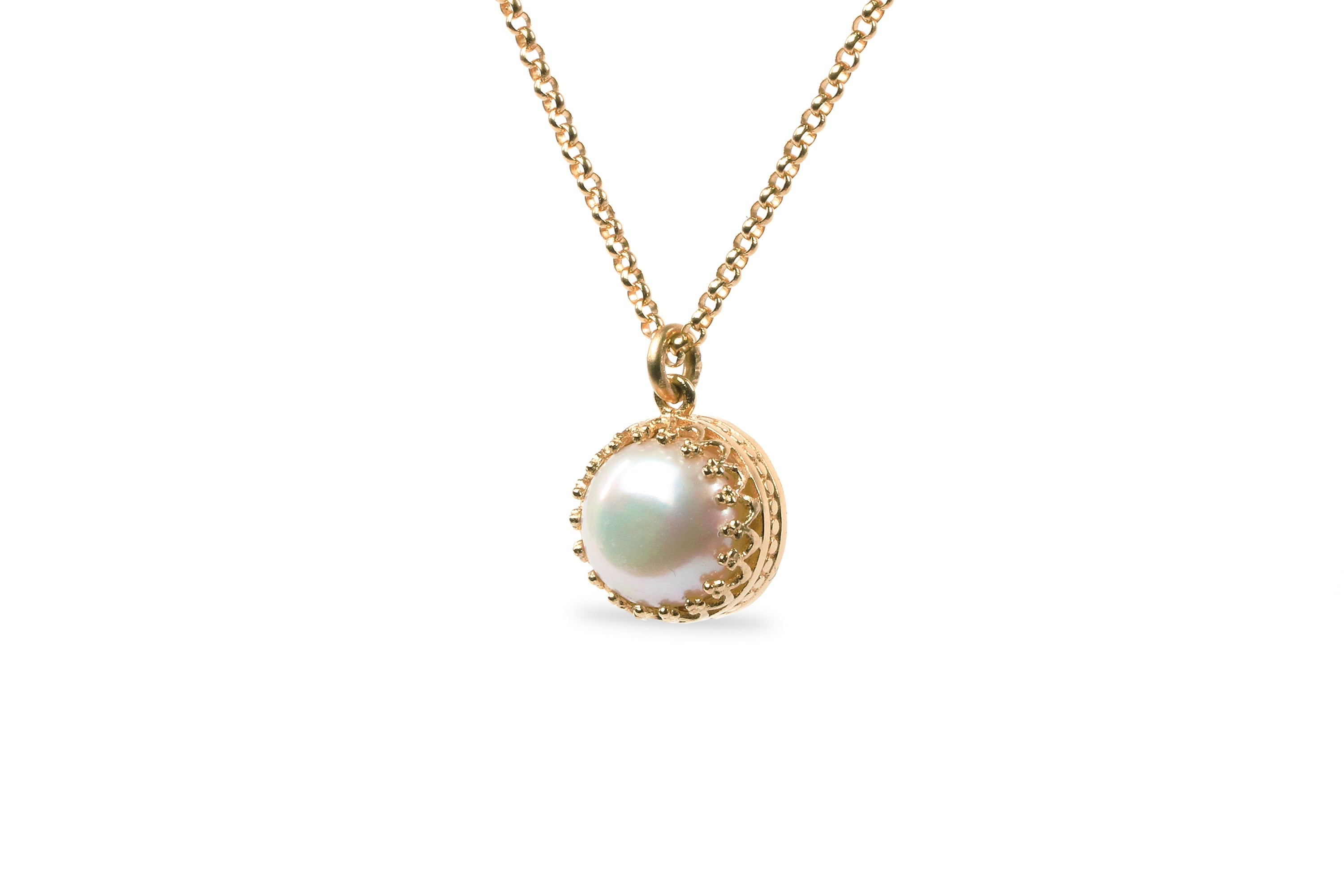Stunning Gold White Pearl Necklace necklaces Anemone Jewelry