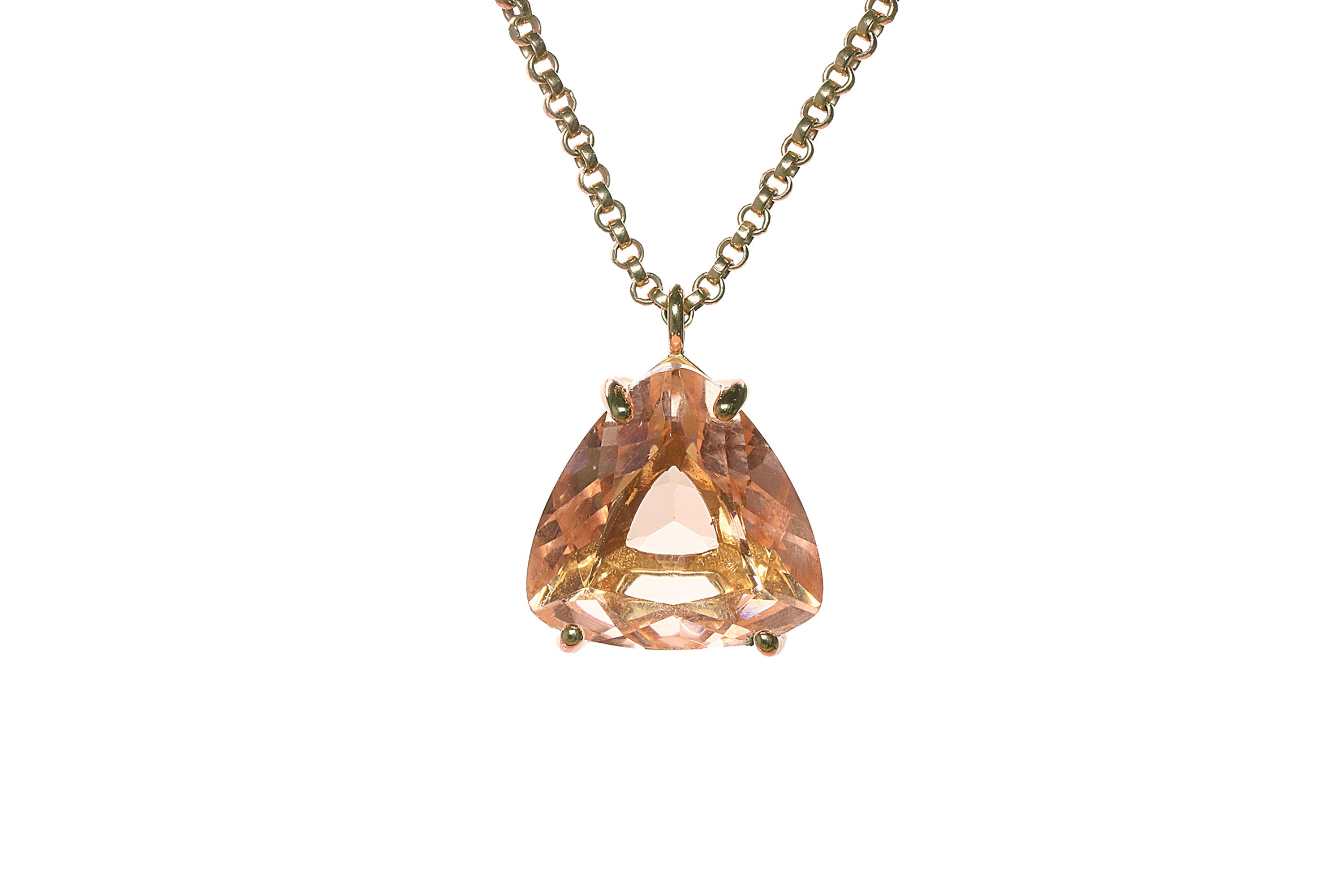 Stylish Triangle Morganite Gold Necklace necklaces Anemone Jewelry
