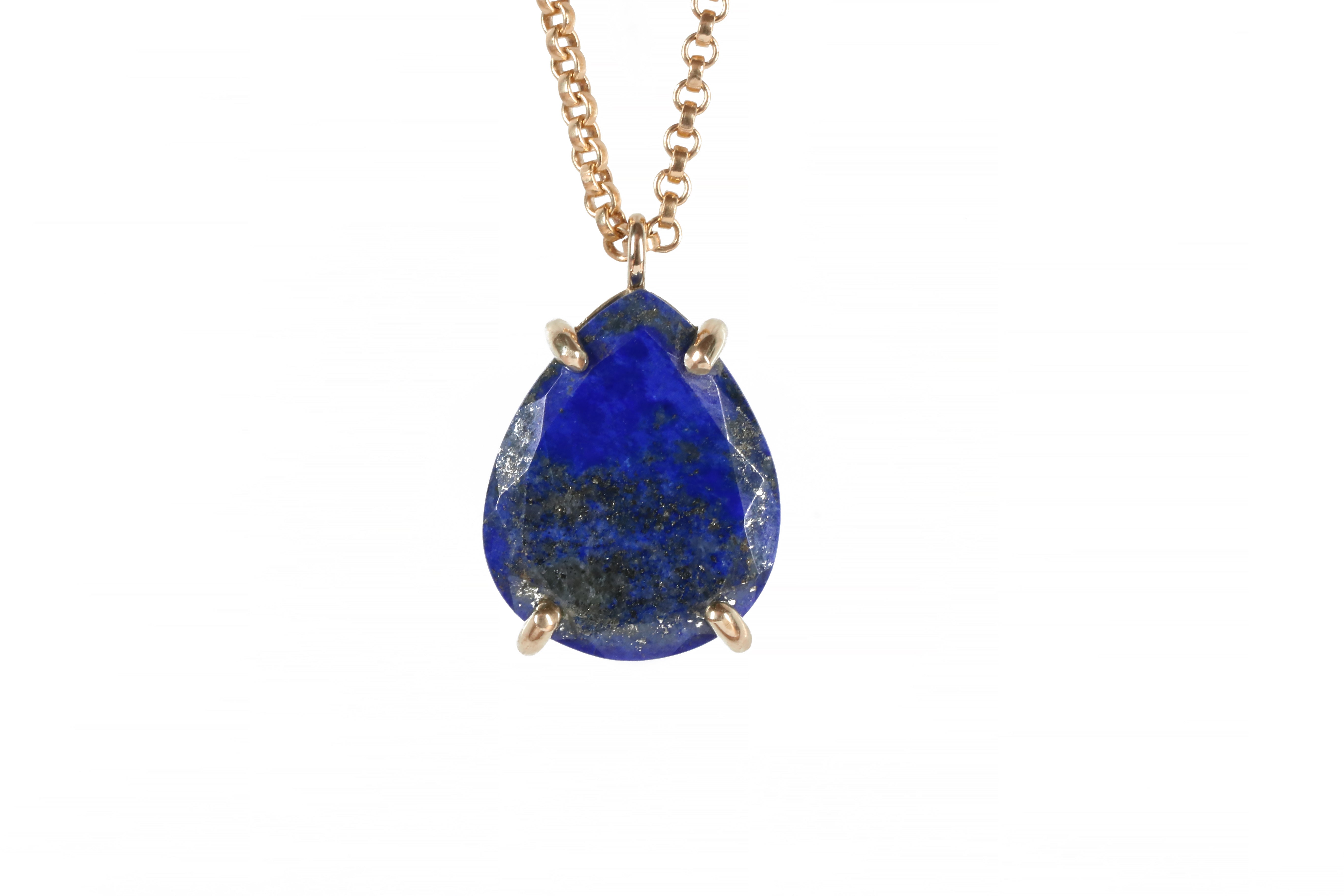 Pear-cut Natural Lapis Lazuli Necklace necklaces Anemone Jewelry