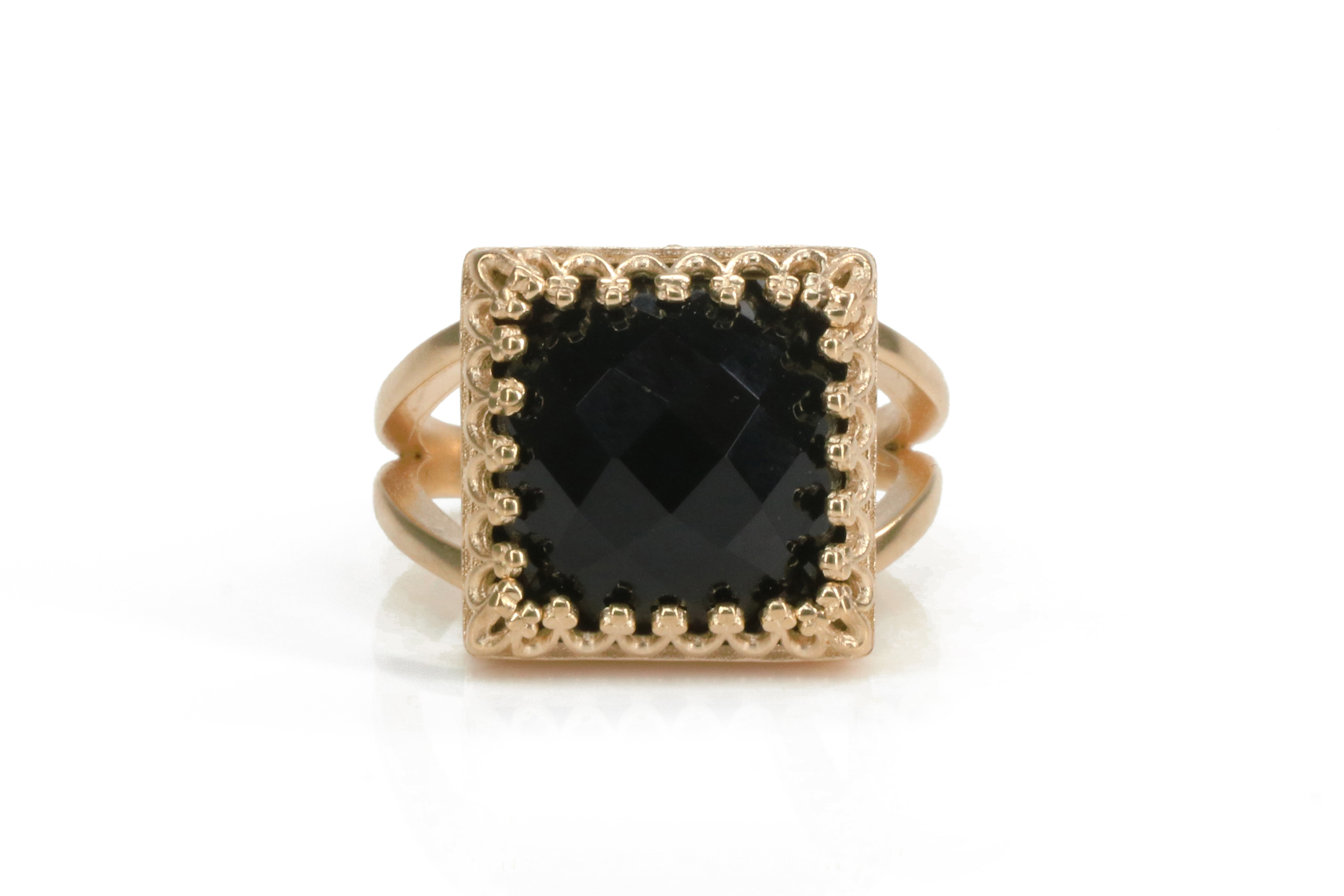 14k Rose Gold Onyx Ring Rings Anemone Jewelry