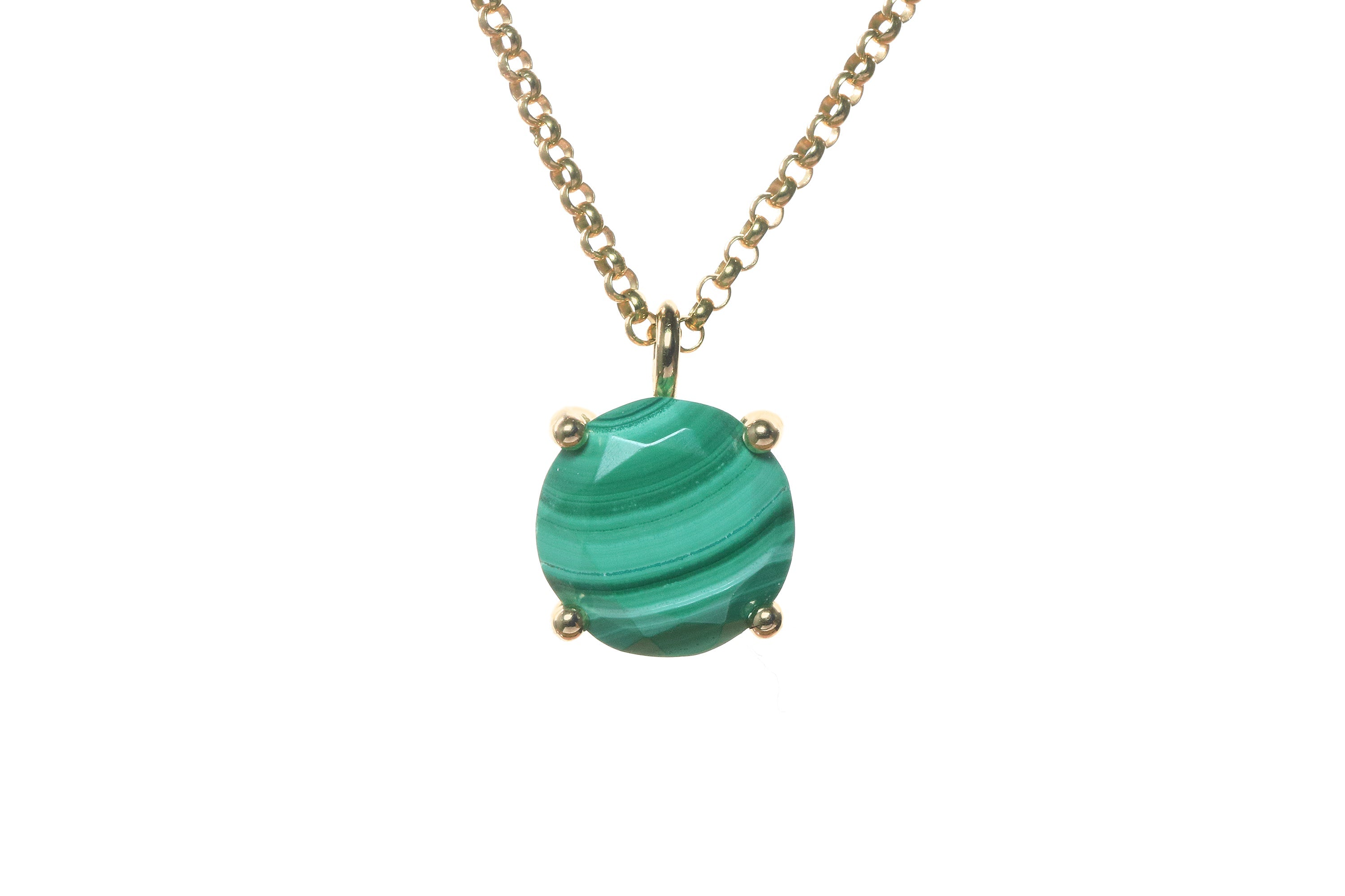 Vibrant Malachite Pendant Necklace in Gold necklaces Anemone Unique