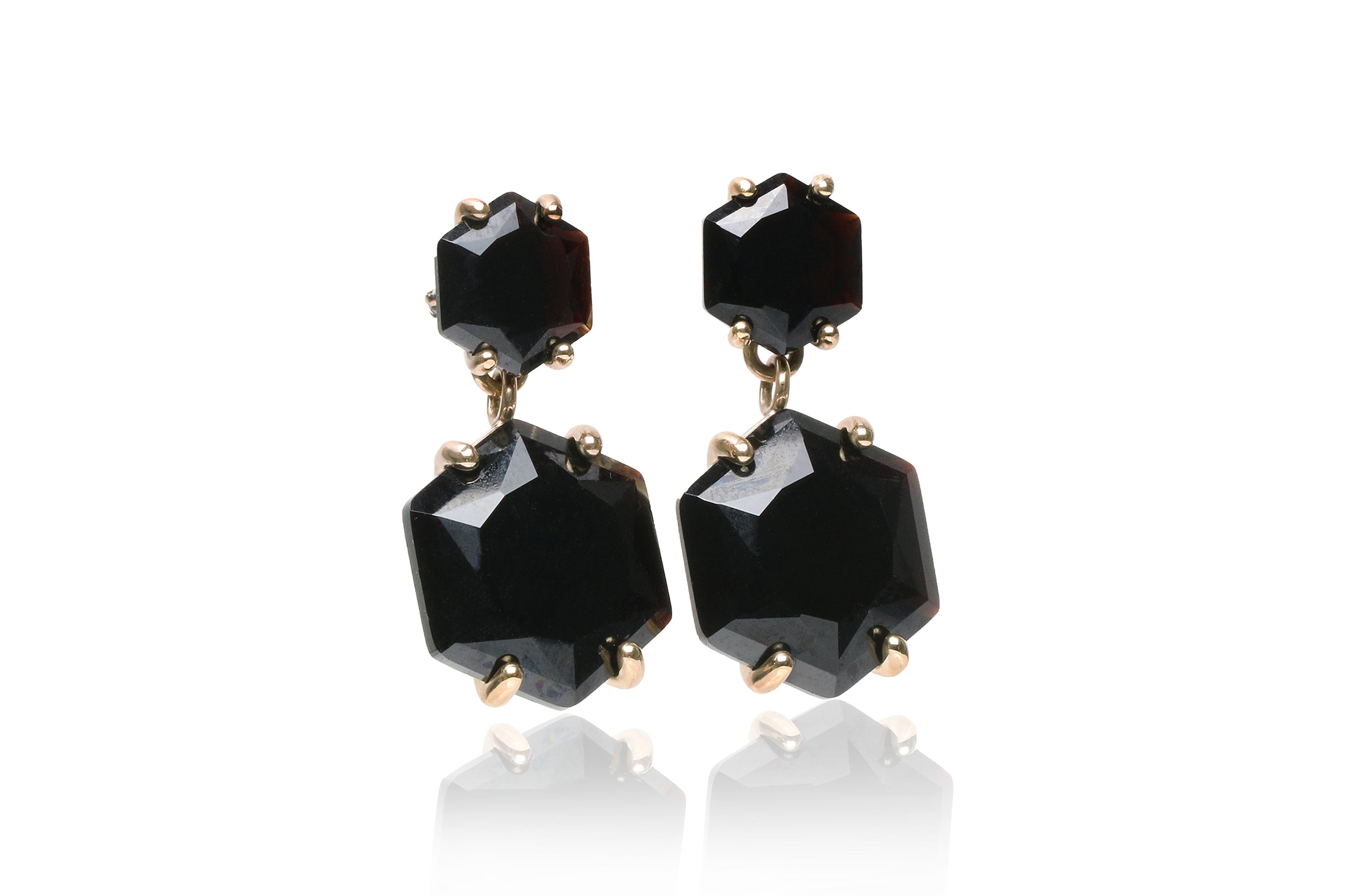Bold Black Onyx Gold Stud Earrings Earrings Anemone Jewelry