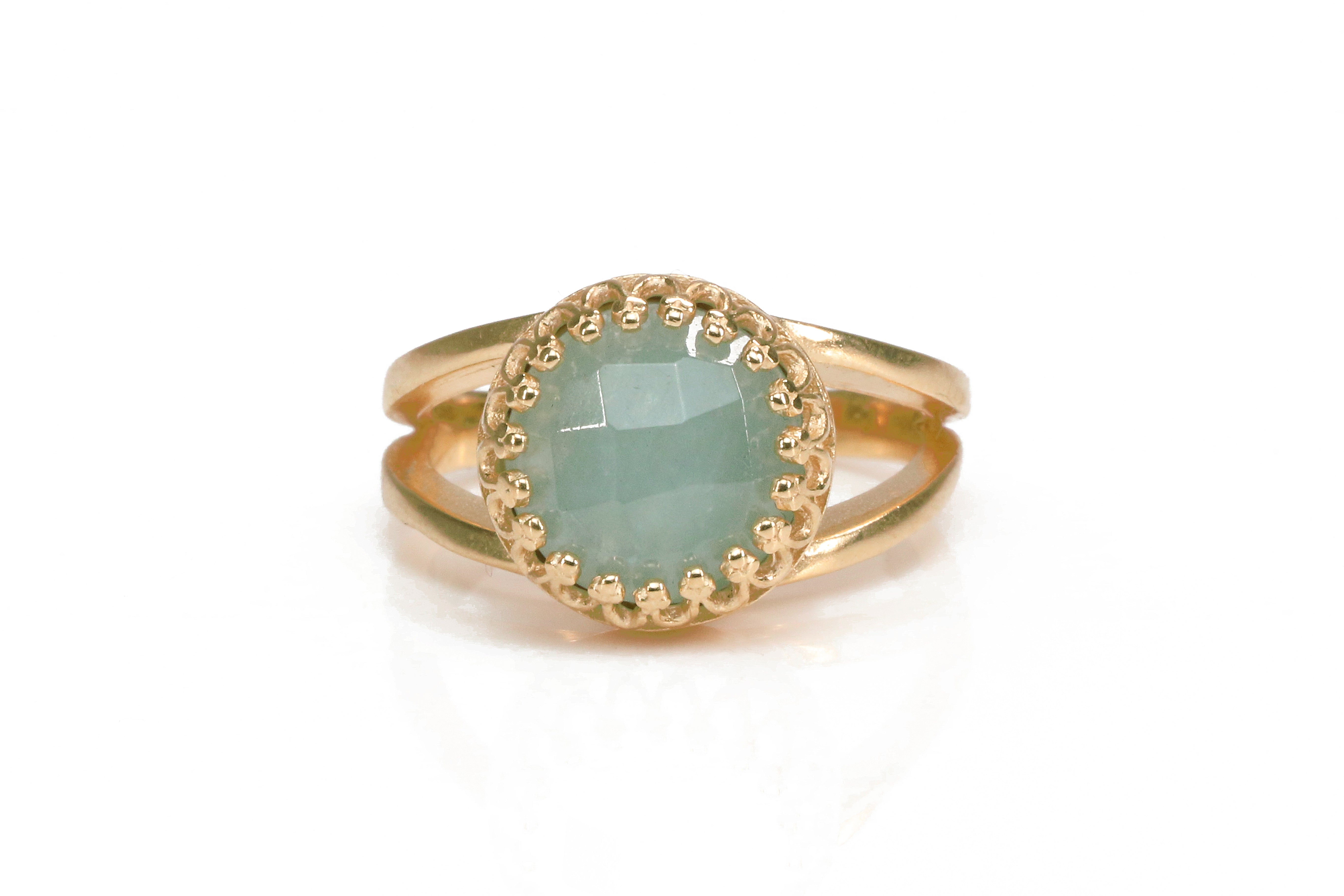 Faceted Aquamarine Ring in14k Rose Gold Rings Anemone Jewelry