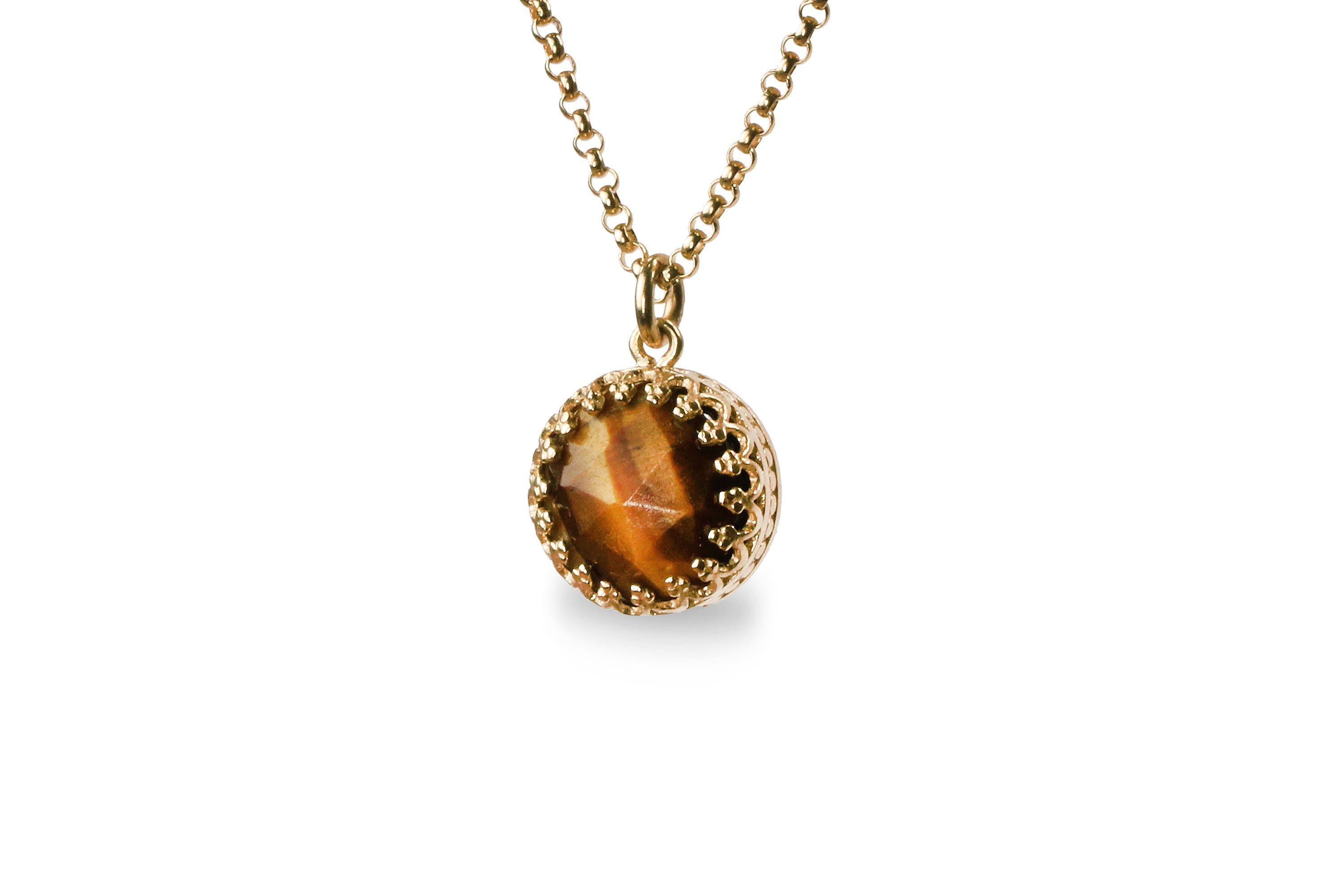 Dainty Tiger Eye Necklace in Sterling Silver necklaces Anemone Jewelry