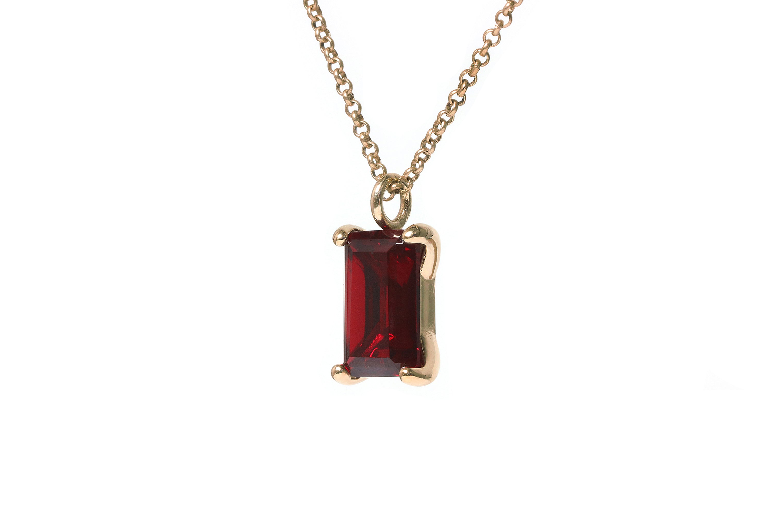 Garnet Pendant Necklace in Gold necklaces Anemone Unique