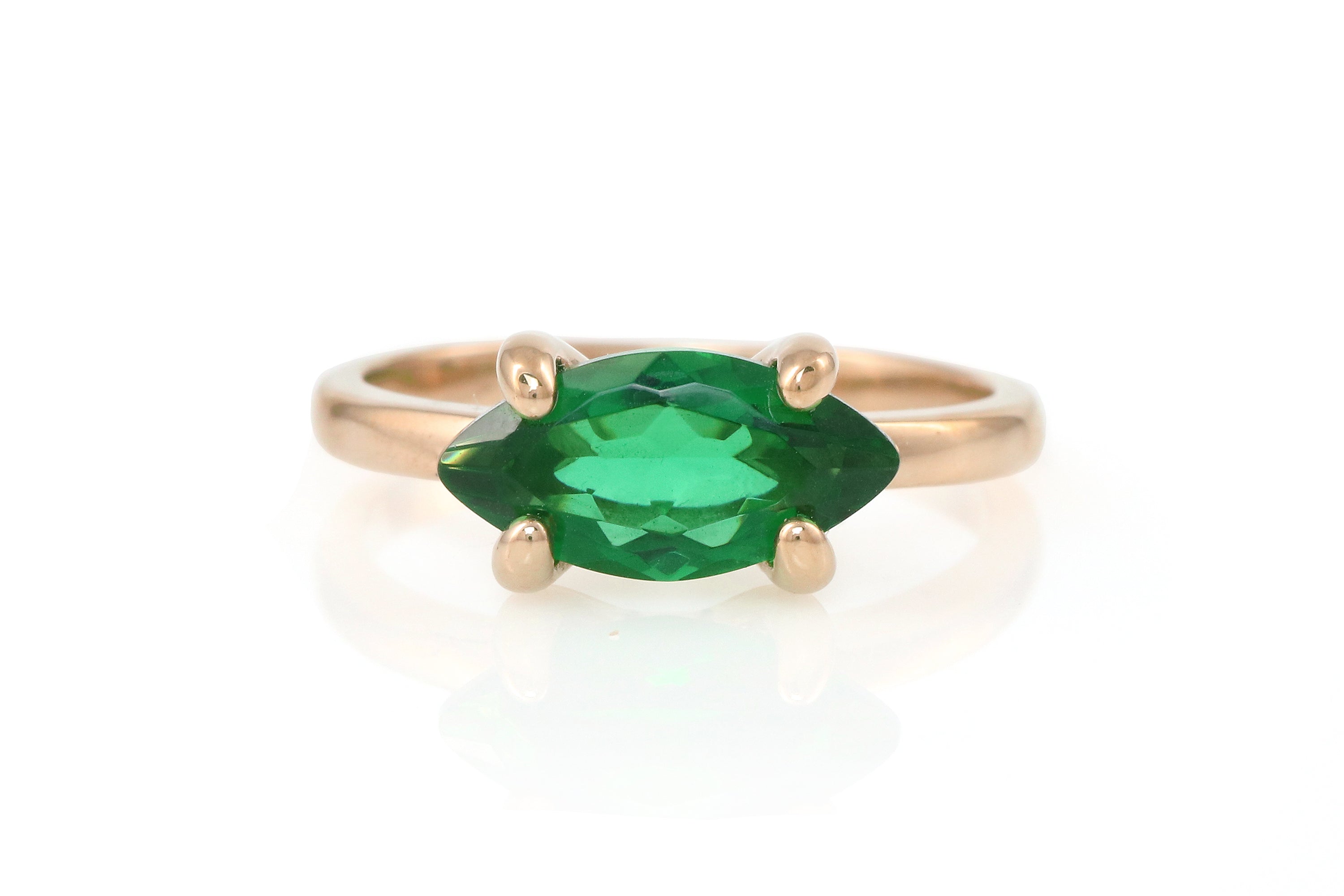 Dainty Emerald Gemstone Rose Gold Ring Rings Anemone Unique