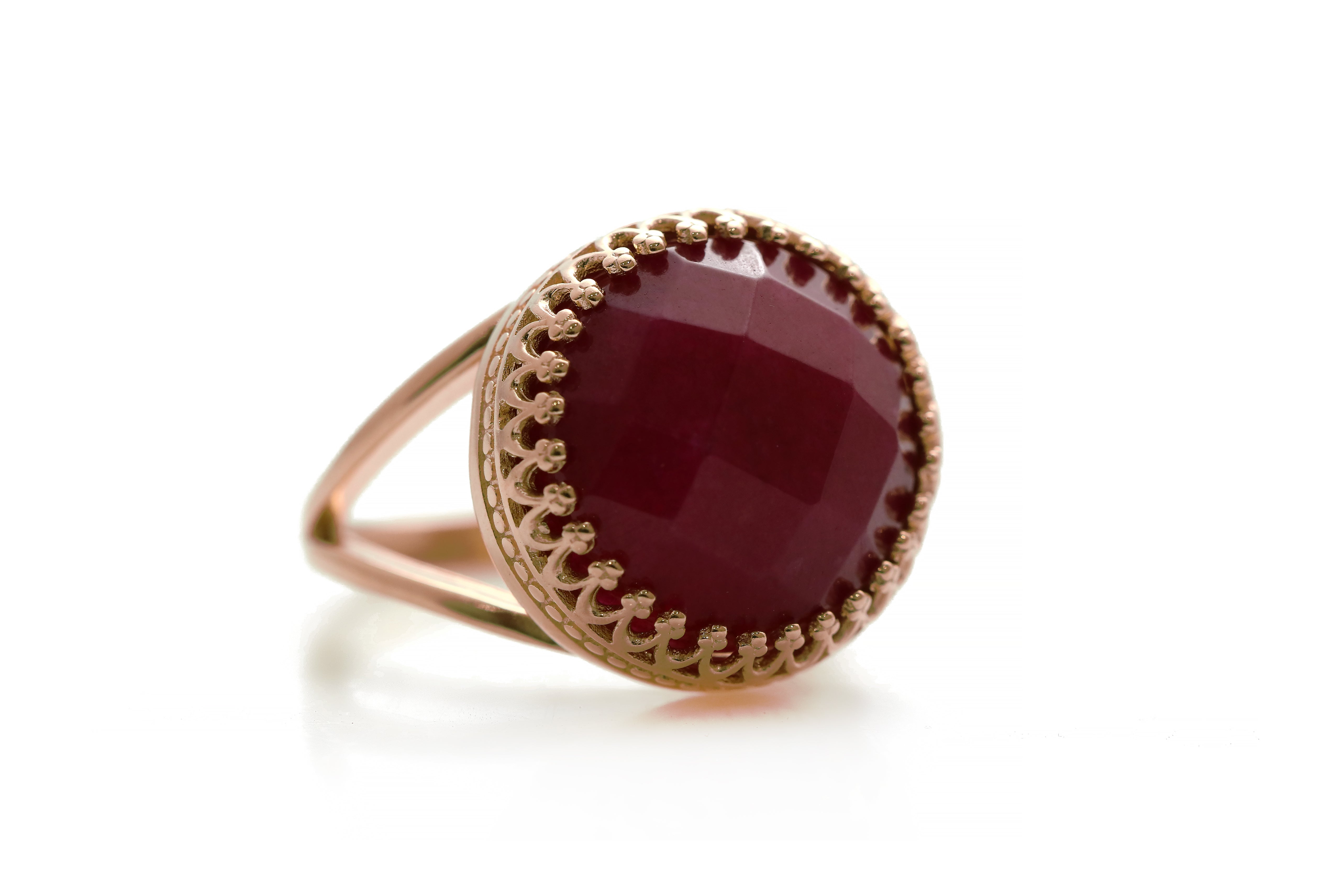 Statement Red Jade Ring in Rose Gold Rings Anemone Jewelry