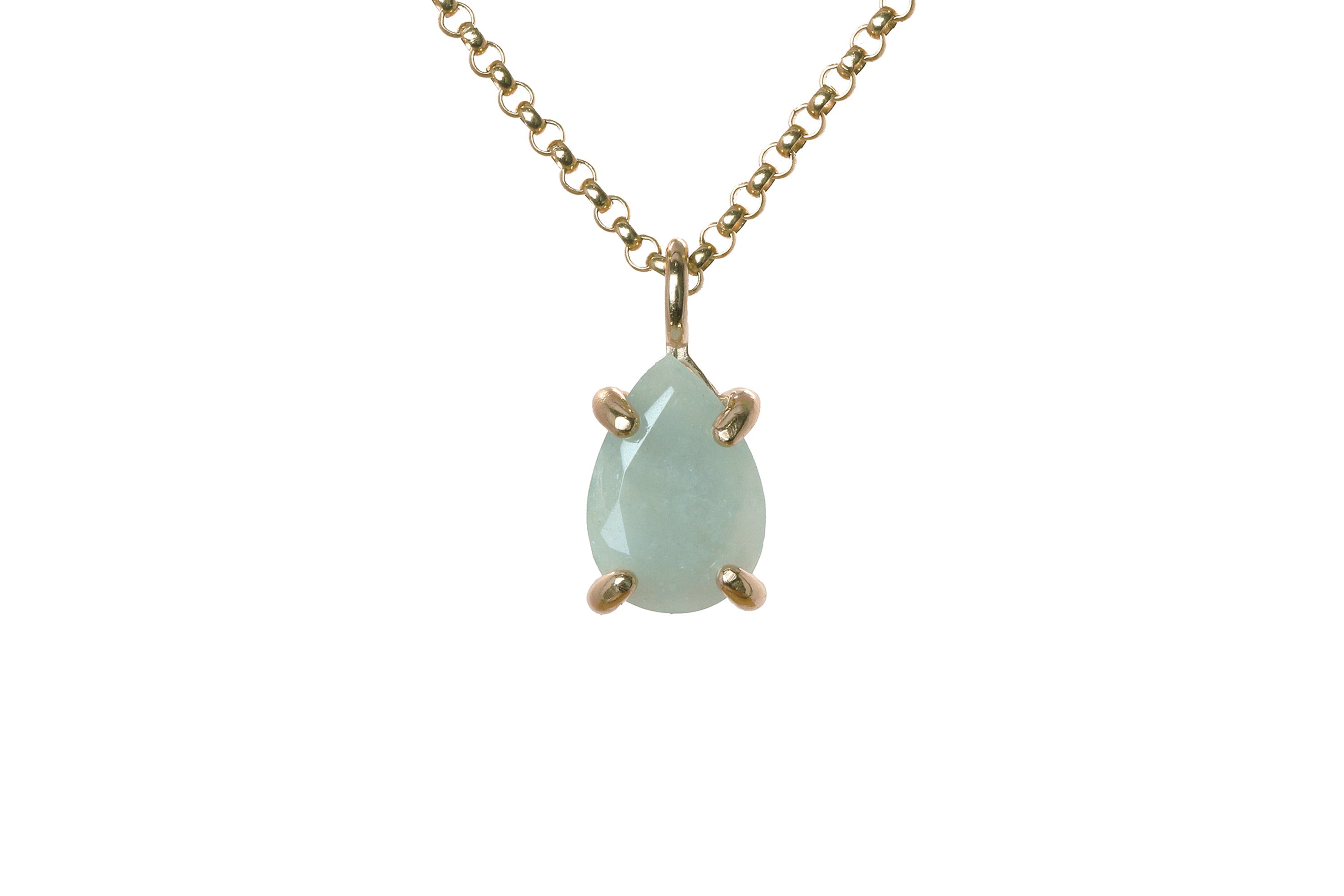 Captivating Aquamarine Gold Necklace necklaces Anemone Unique