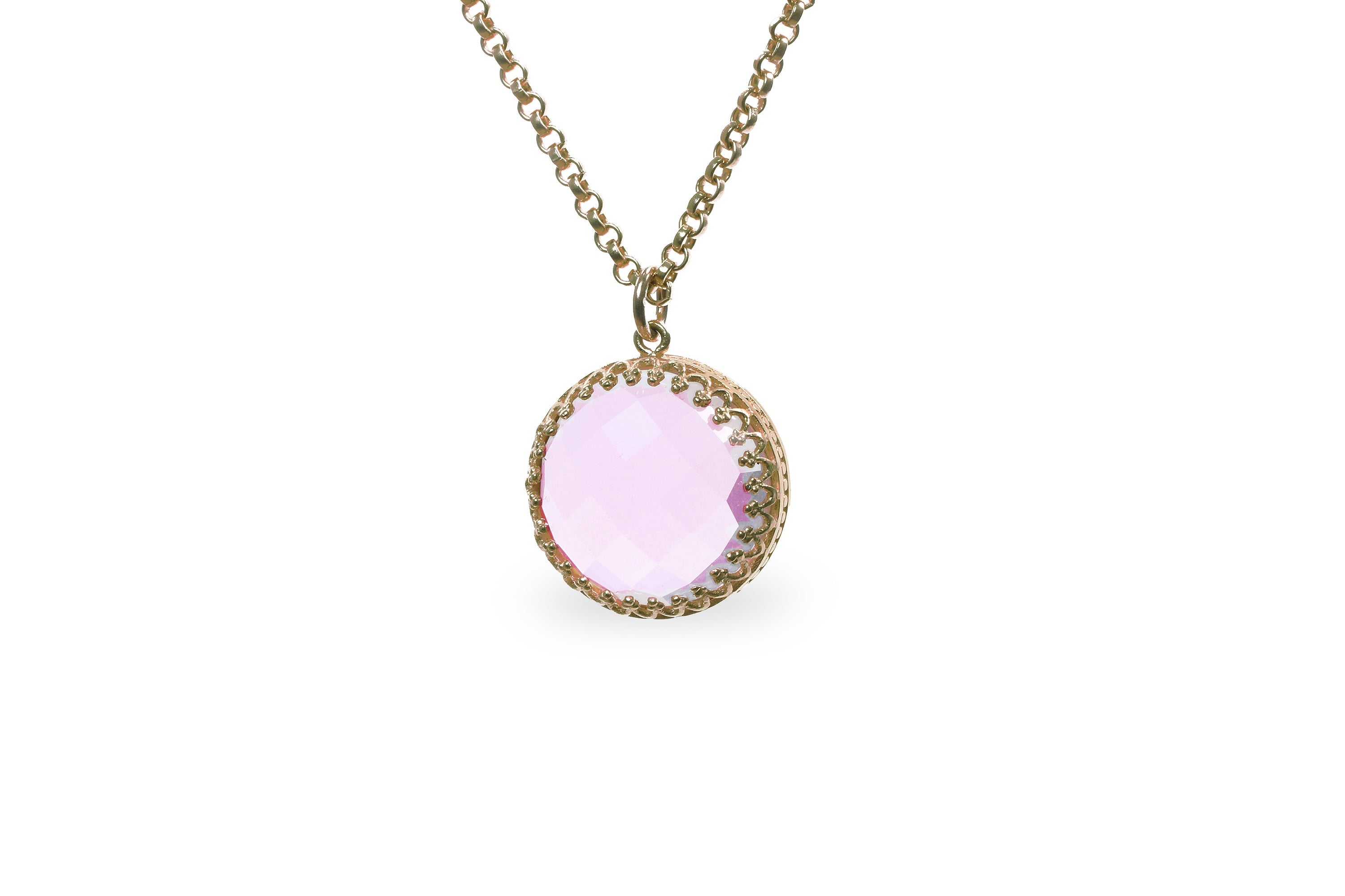 Rose Quartz Necklace in Gold necklaces Anemone Jewelry