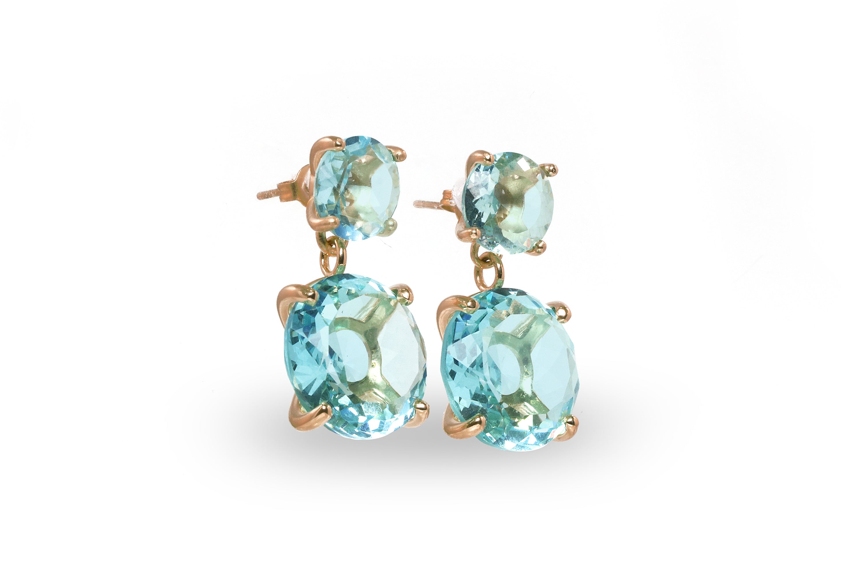 Brilliant Double Topaz Stud Earrings in Gold Earrings Anemone Jewelry
