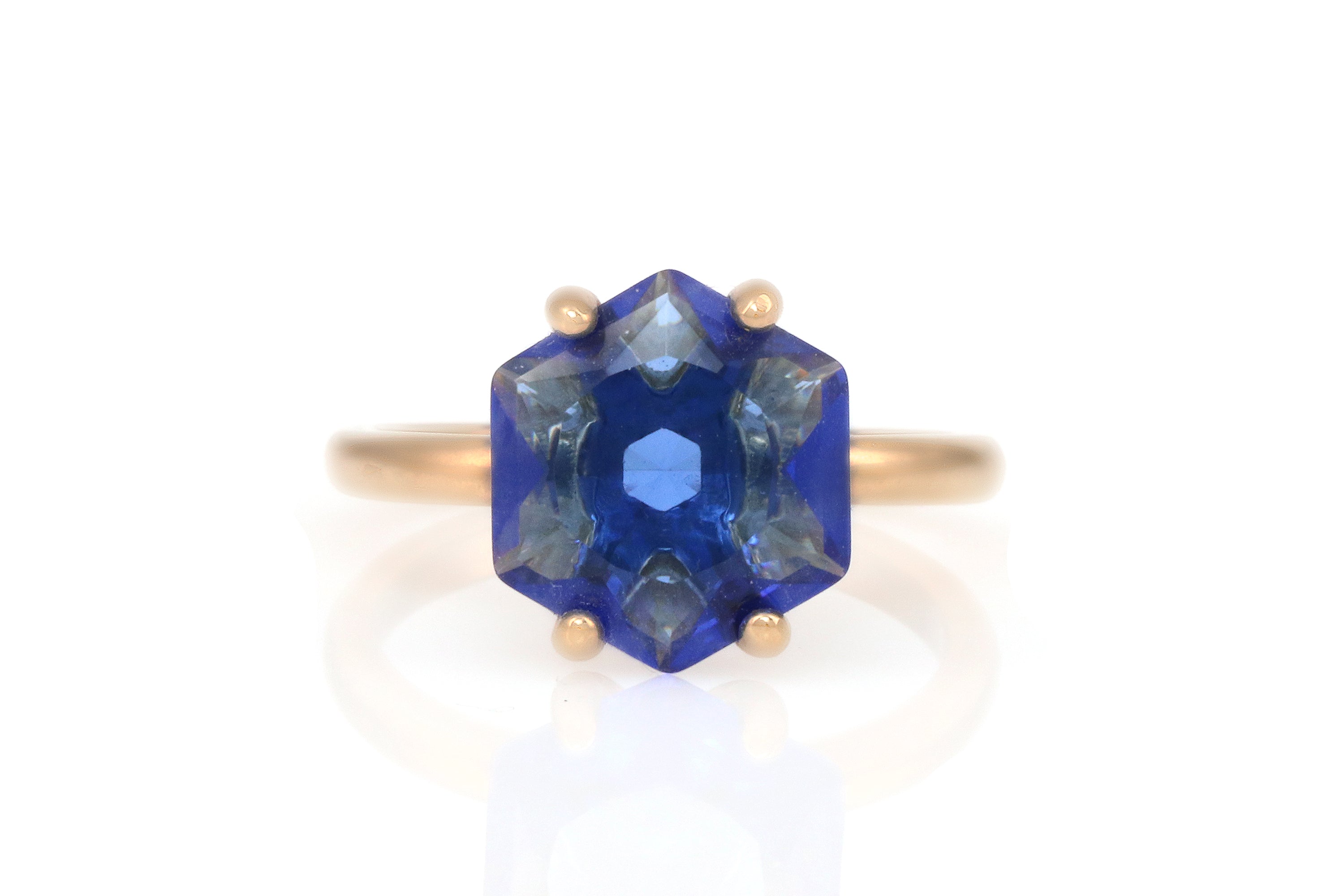 Statement Blue Sapphire Rose Gold Ring Rings Anemone Unique