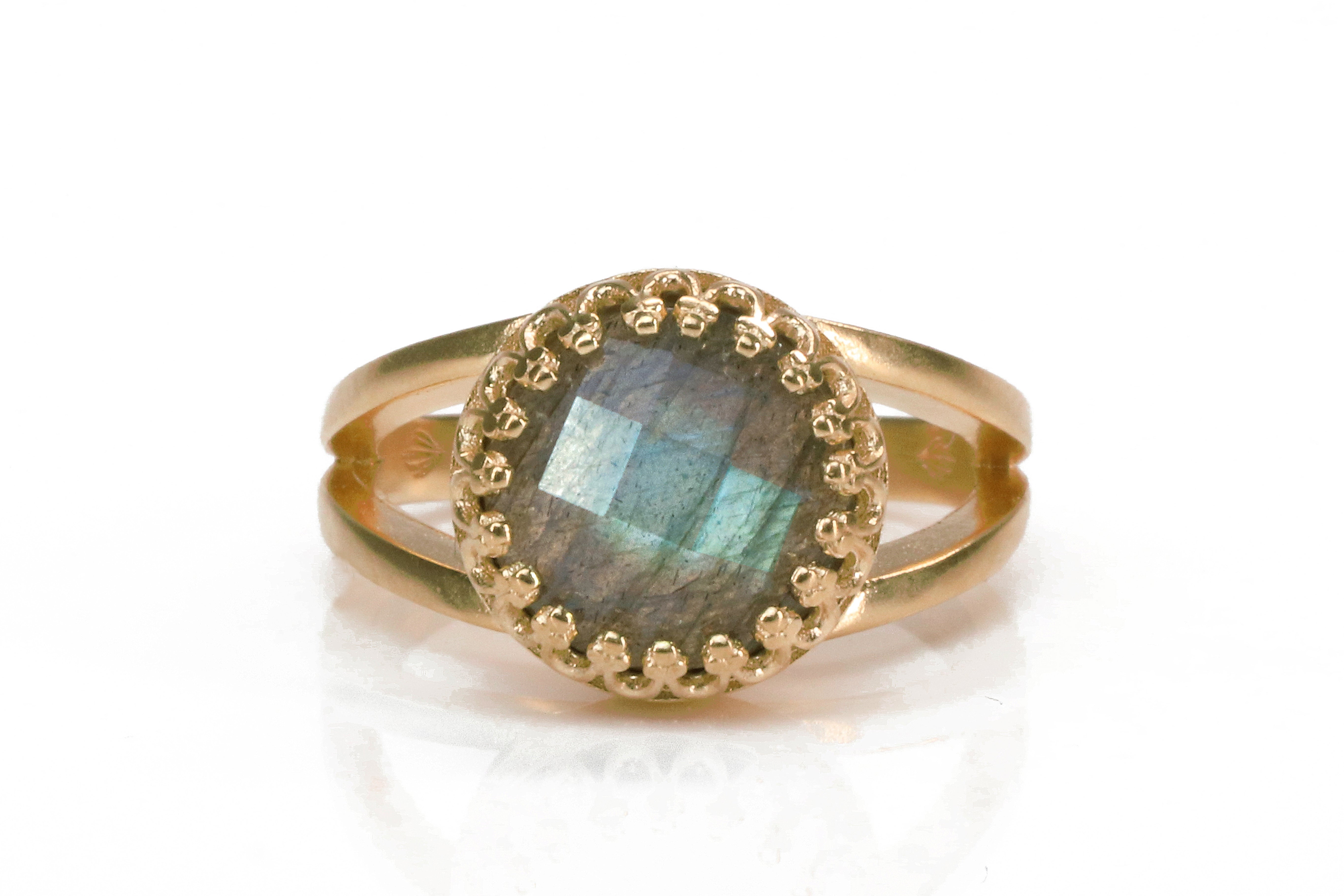 Colorful Labradorite Ring in 14k Rose Gold Rings Anemone Jewelry