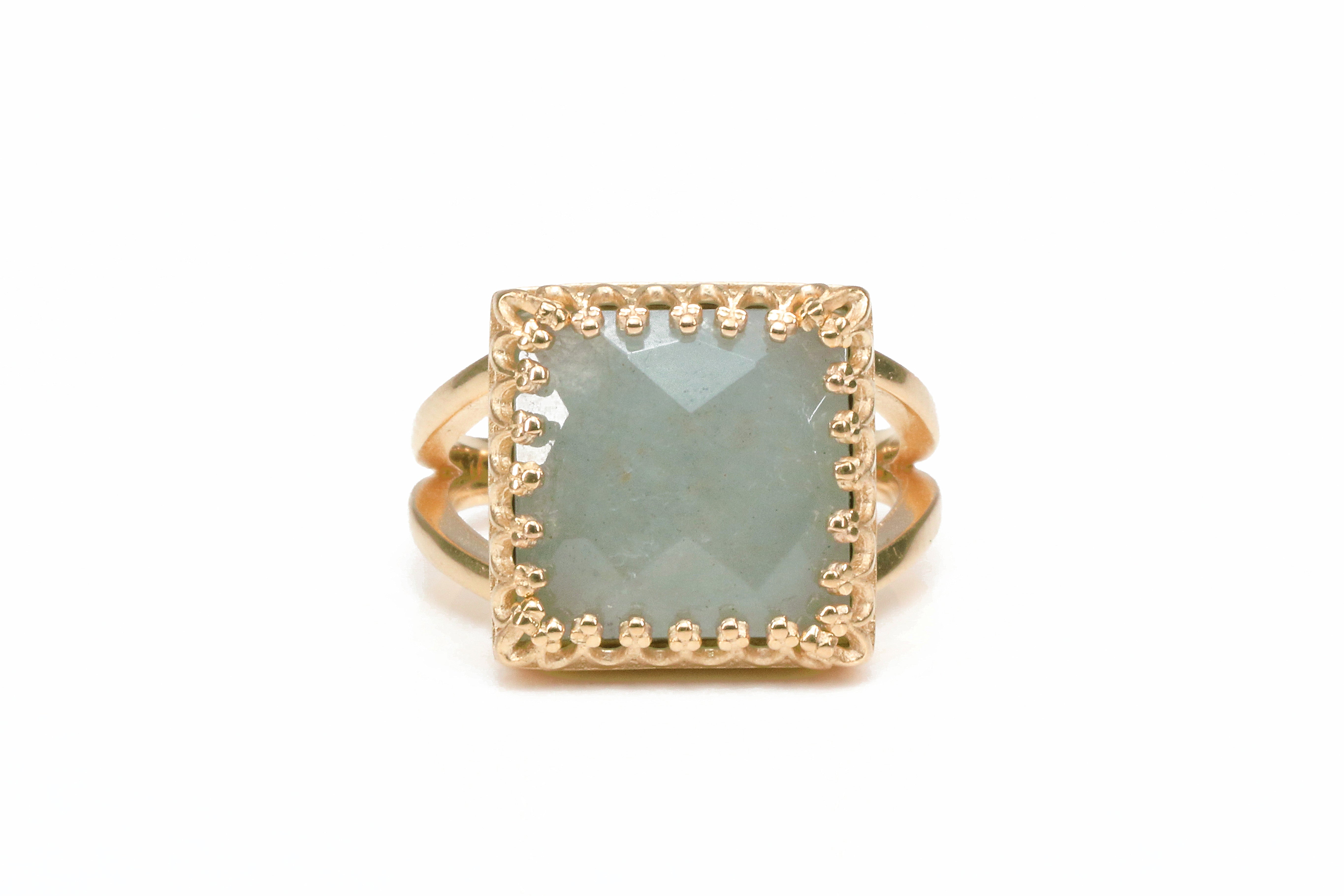 Aquamarine Square Ring Rings Anemone Jewelry