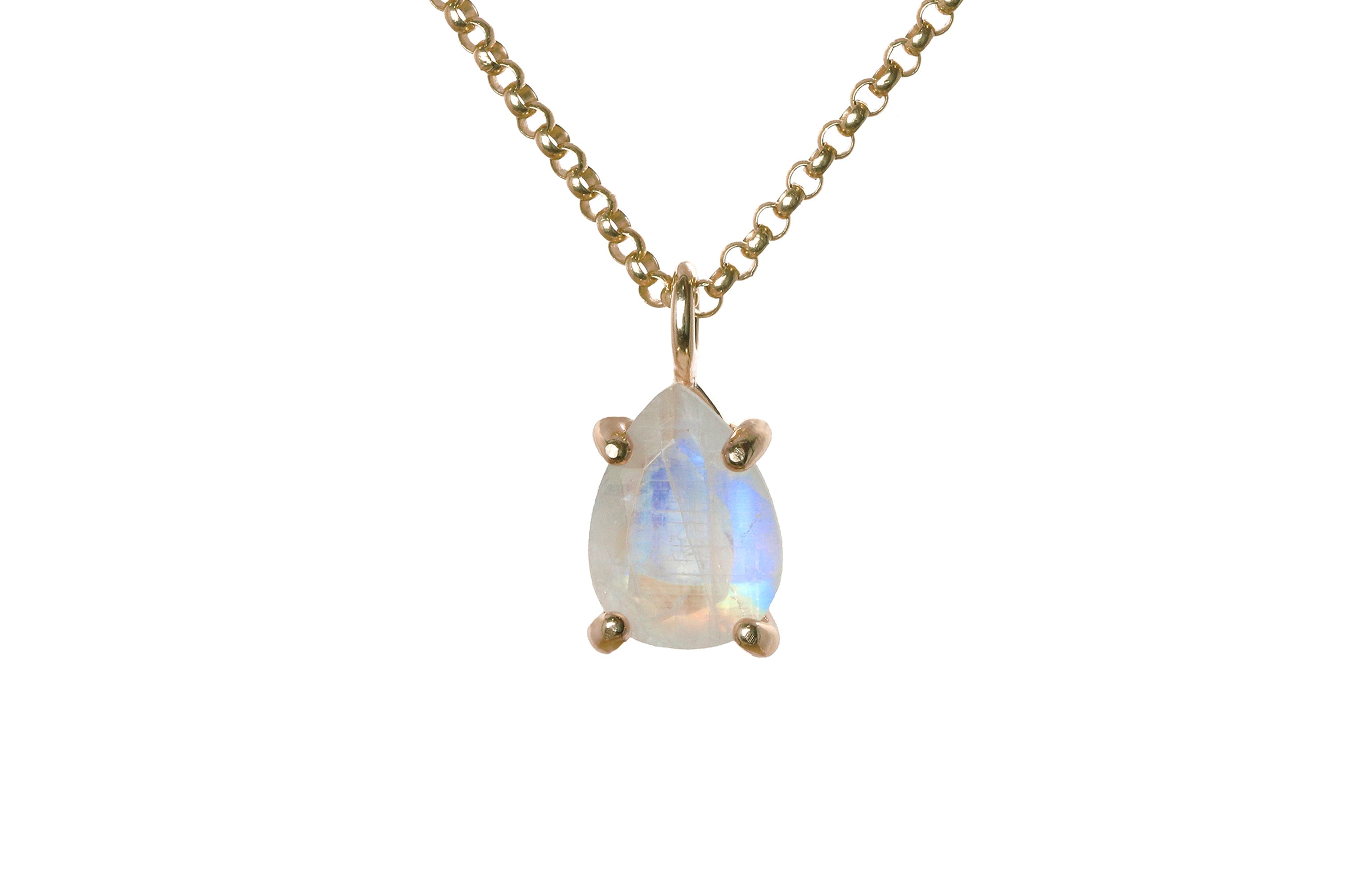 Rainbow Moonstone Dainty Gold Necklace necklaces Anemone Unique