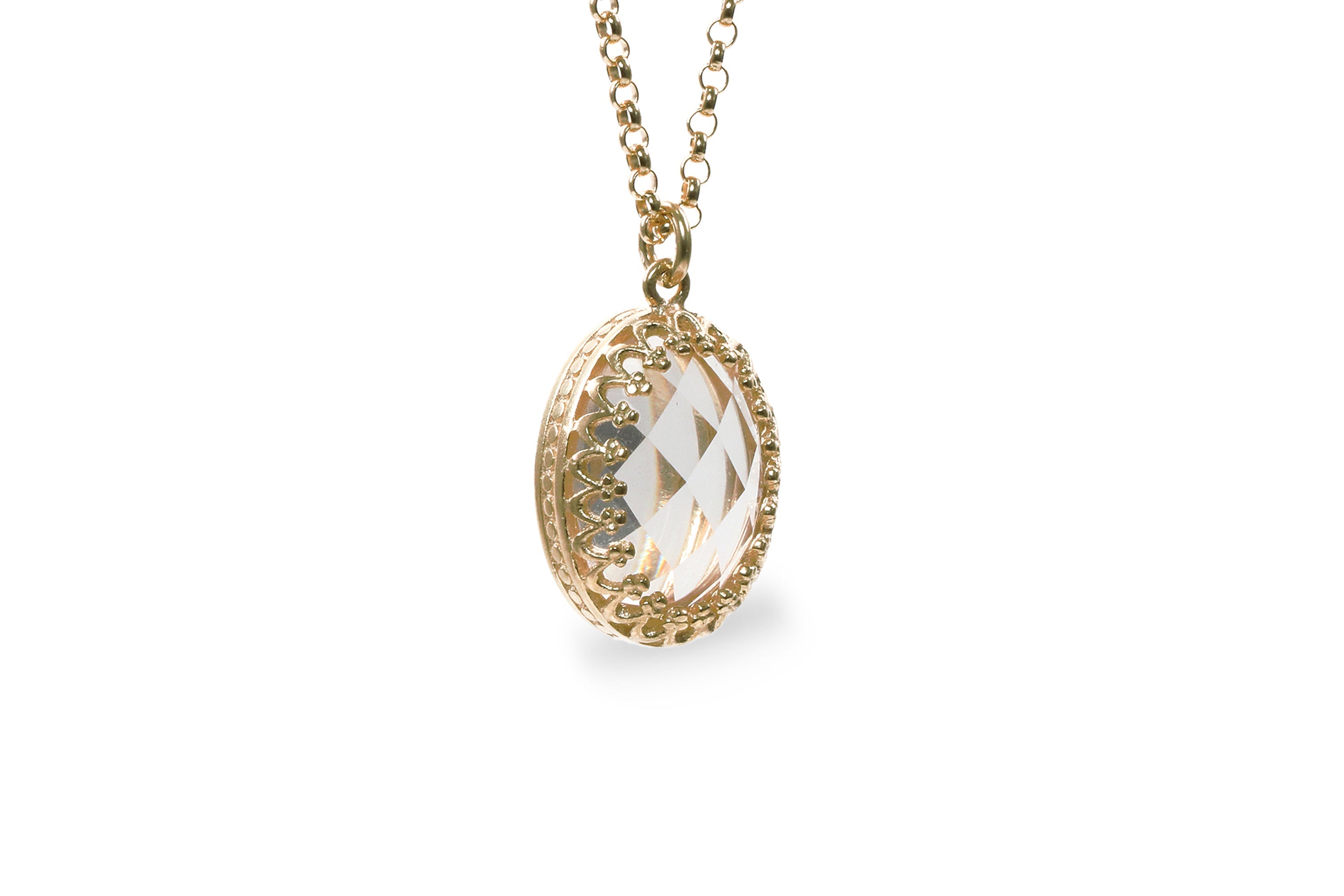 Classic Crystal Quartz Necklace in Gold necklaces Anemone Jewelry