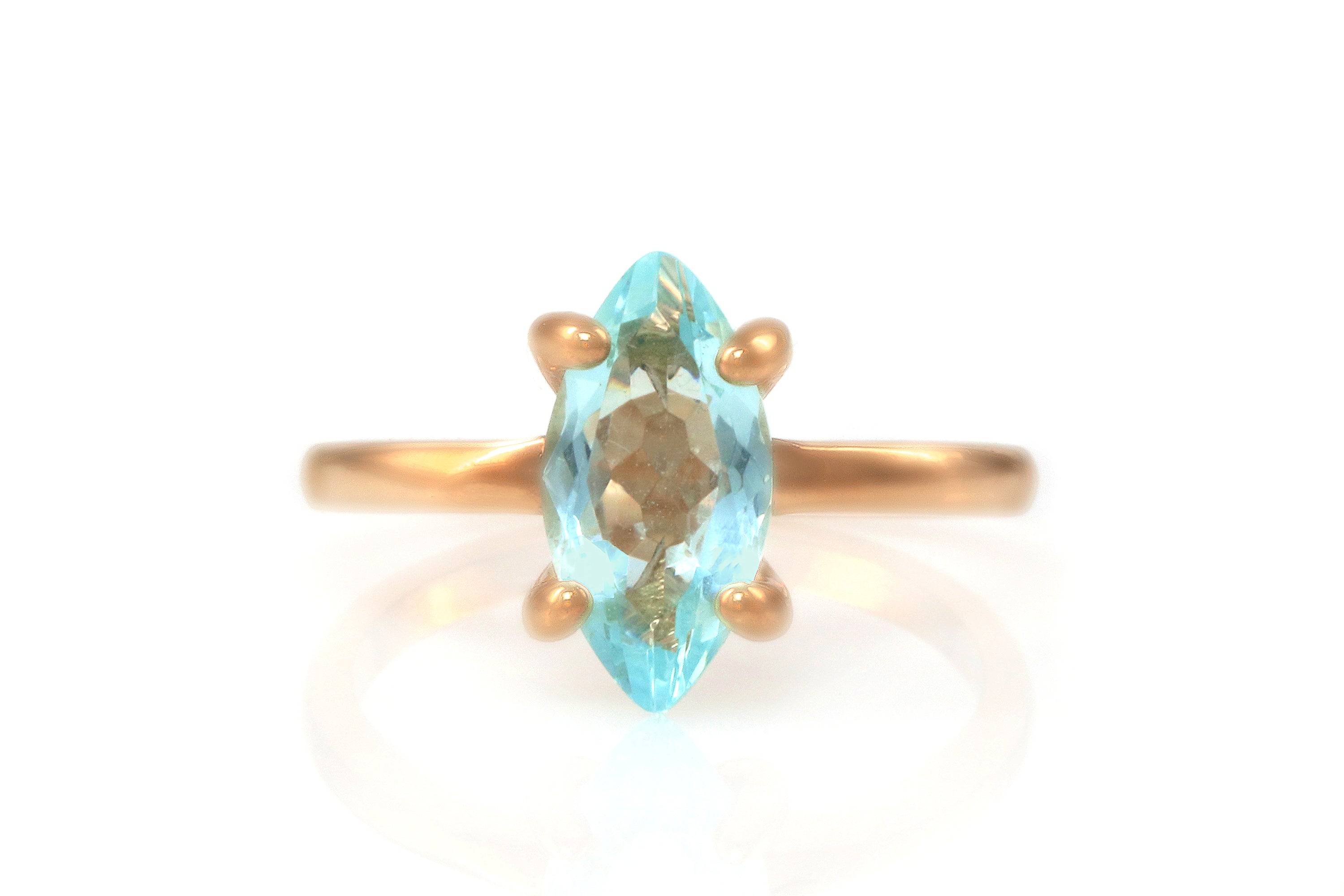 Unique Blue Topaz in 14K Rose Gold Ring Rings Anemone Unique