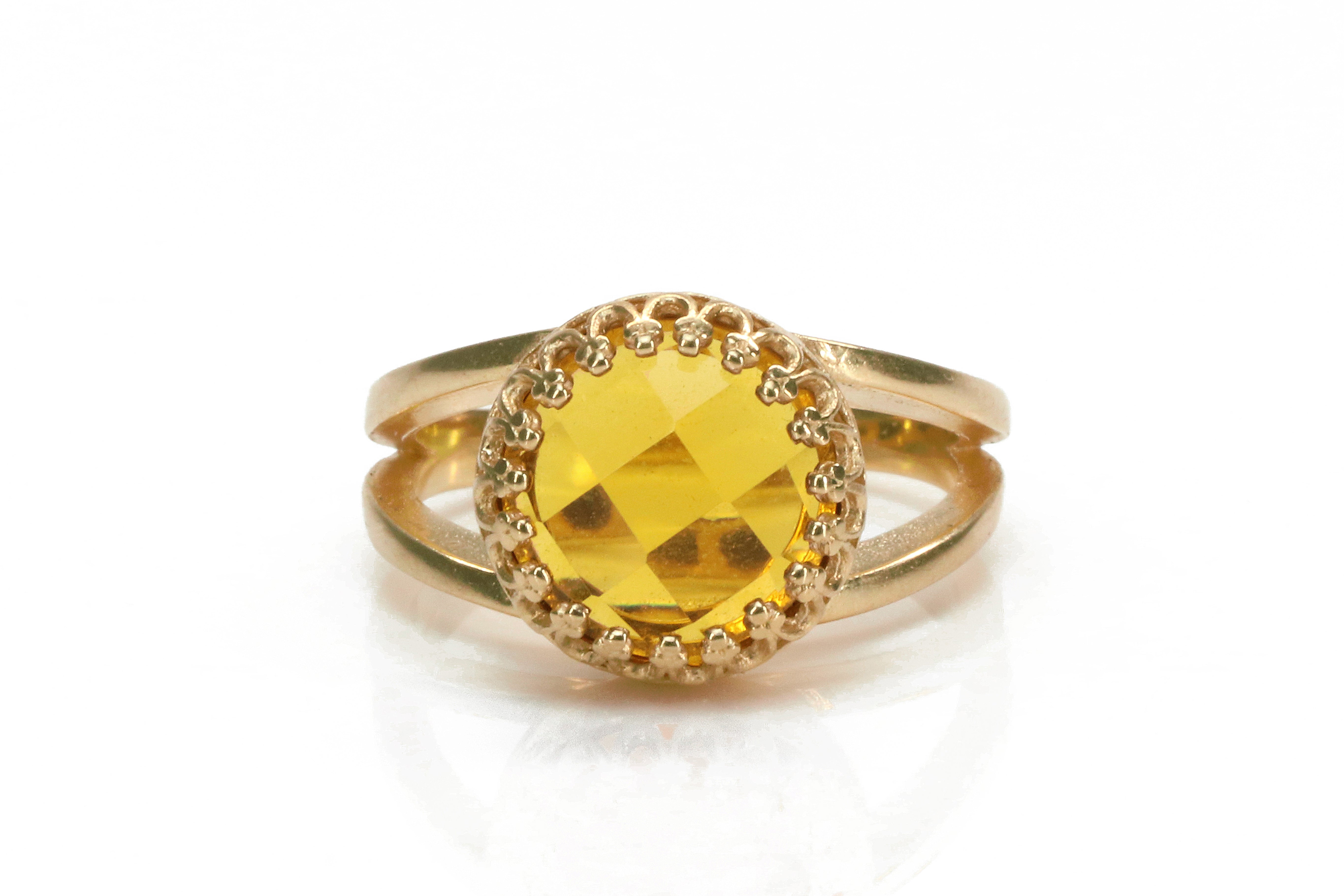 Citrine Ring with 14K Rose Gold-filled Double Band Rings Anemone Jewelry