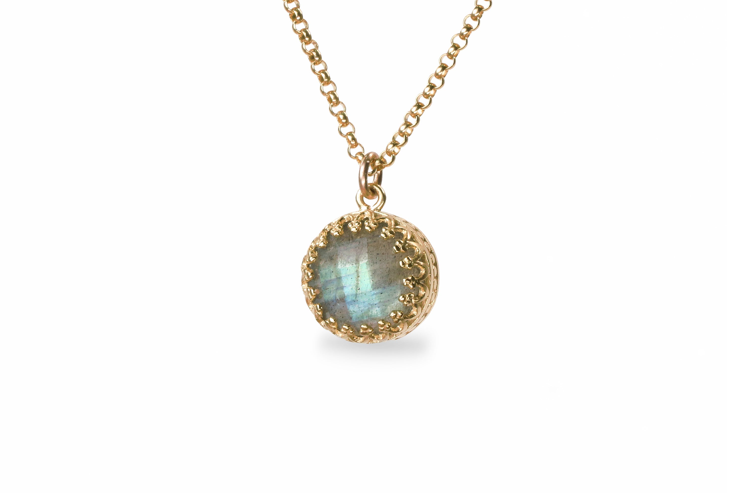 Simple Labradorite Pendant Necklace in Silver necklaces Anemone Jewelry