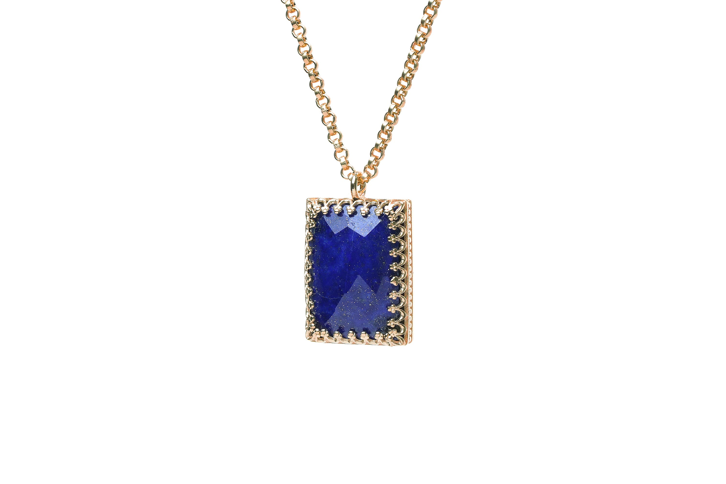 Classic Lapis Lazuli Necklace in 14k Yellow Gold necklaces Anemone Jewelry