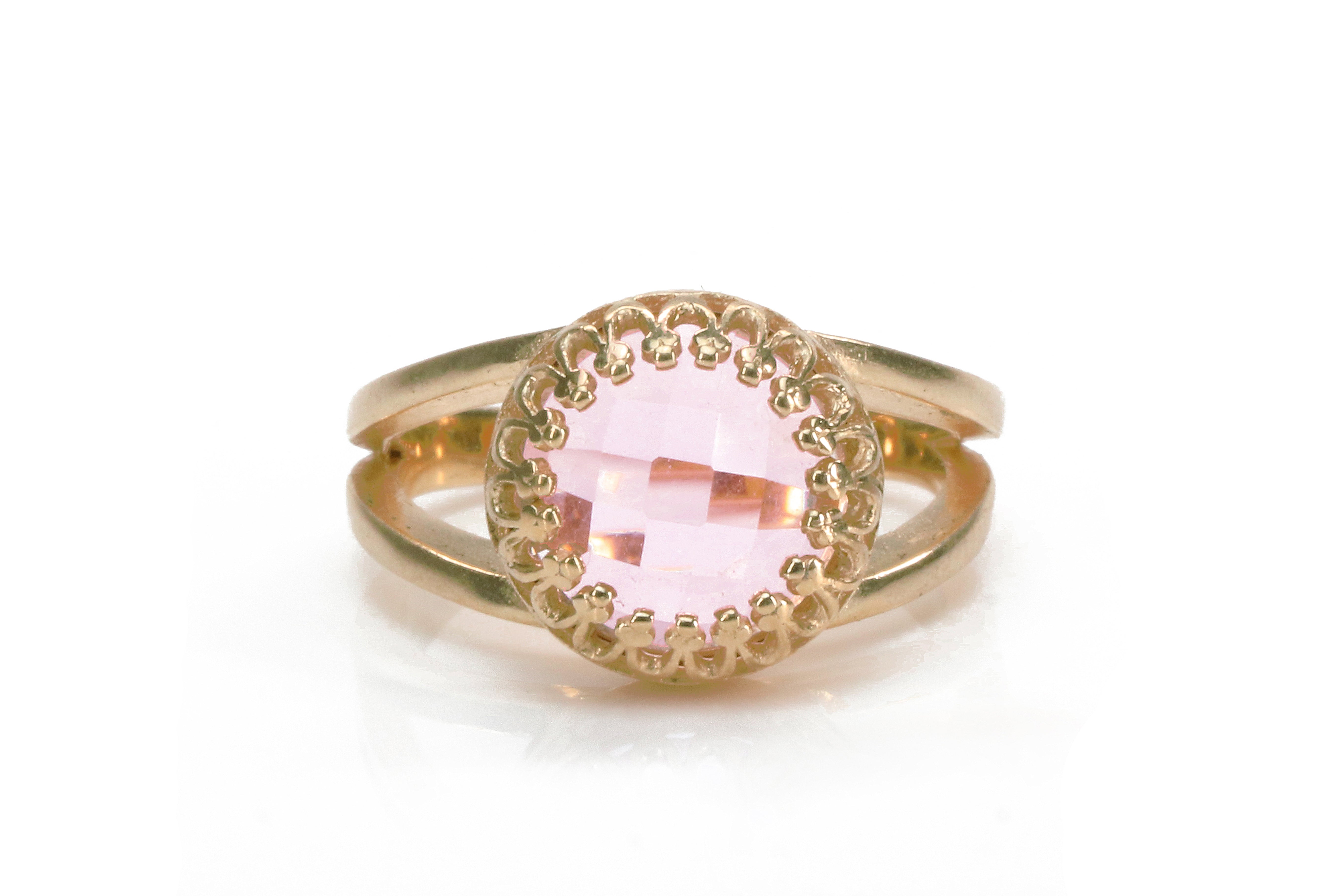Stunning Rose Quartz Ring in 14k Rose Gold Rings Anemone Jewelry