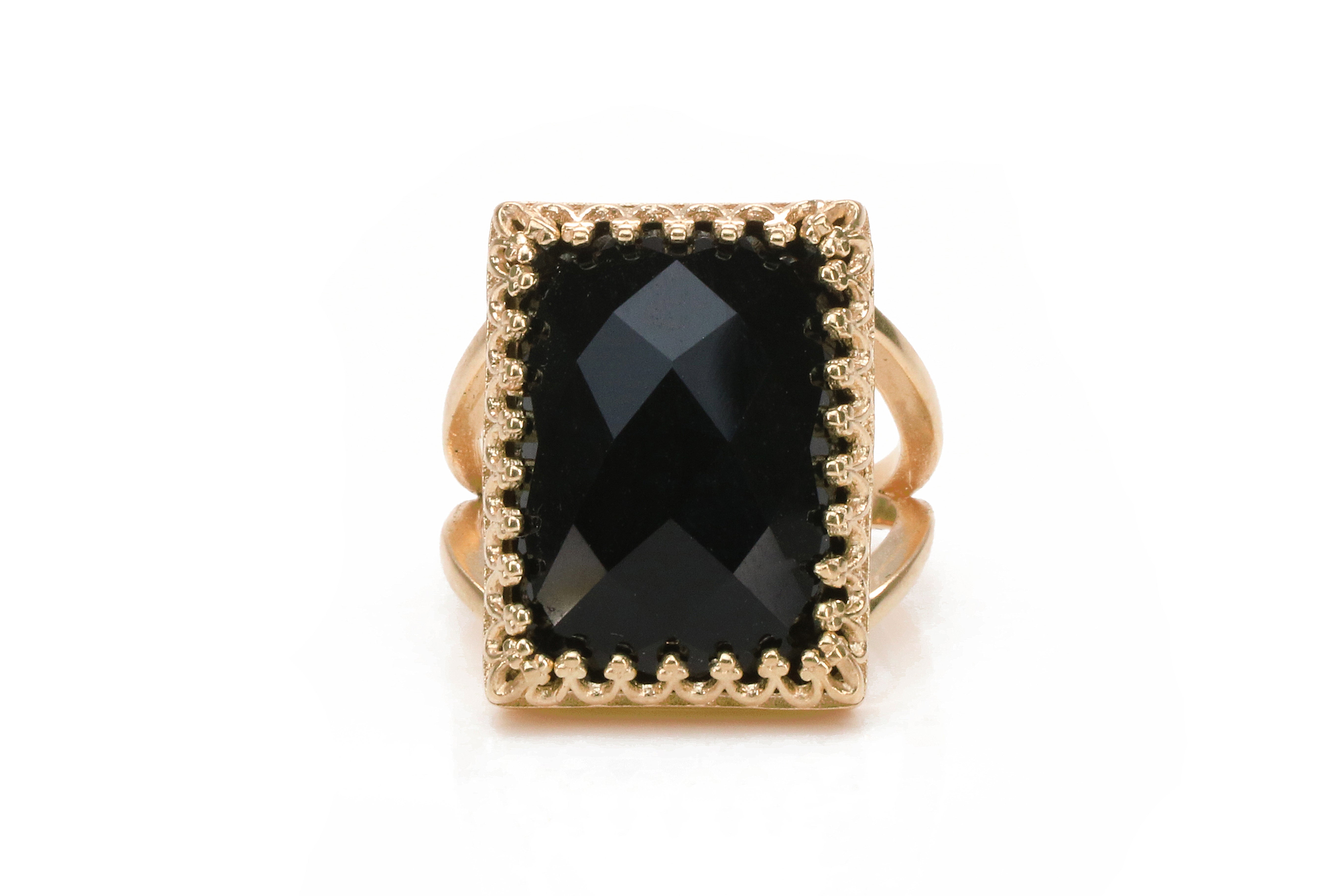 Black Onyx Ring in 14k Rose Gold Rings Anemone Jewelry
