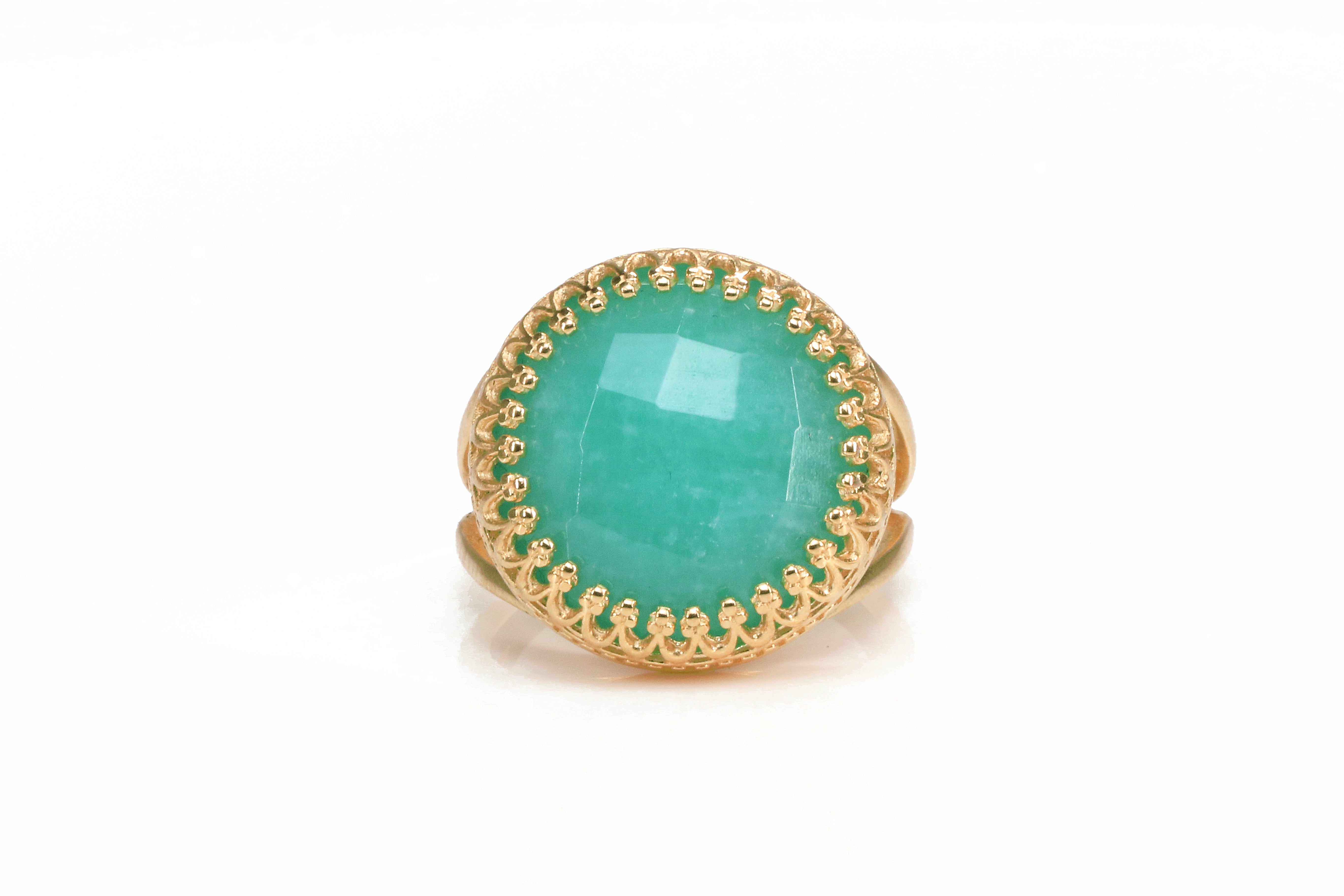 Dazzling Statement Amazonite Ring in 14k Rose Gold Rings Anemone Jewelry