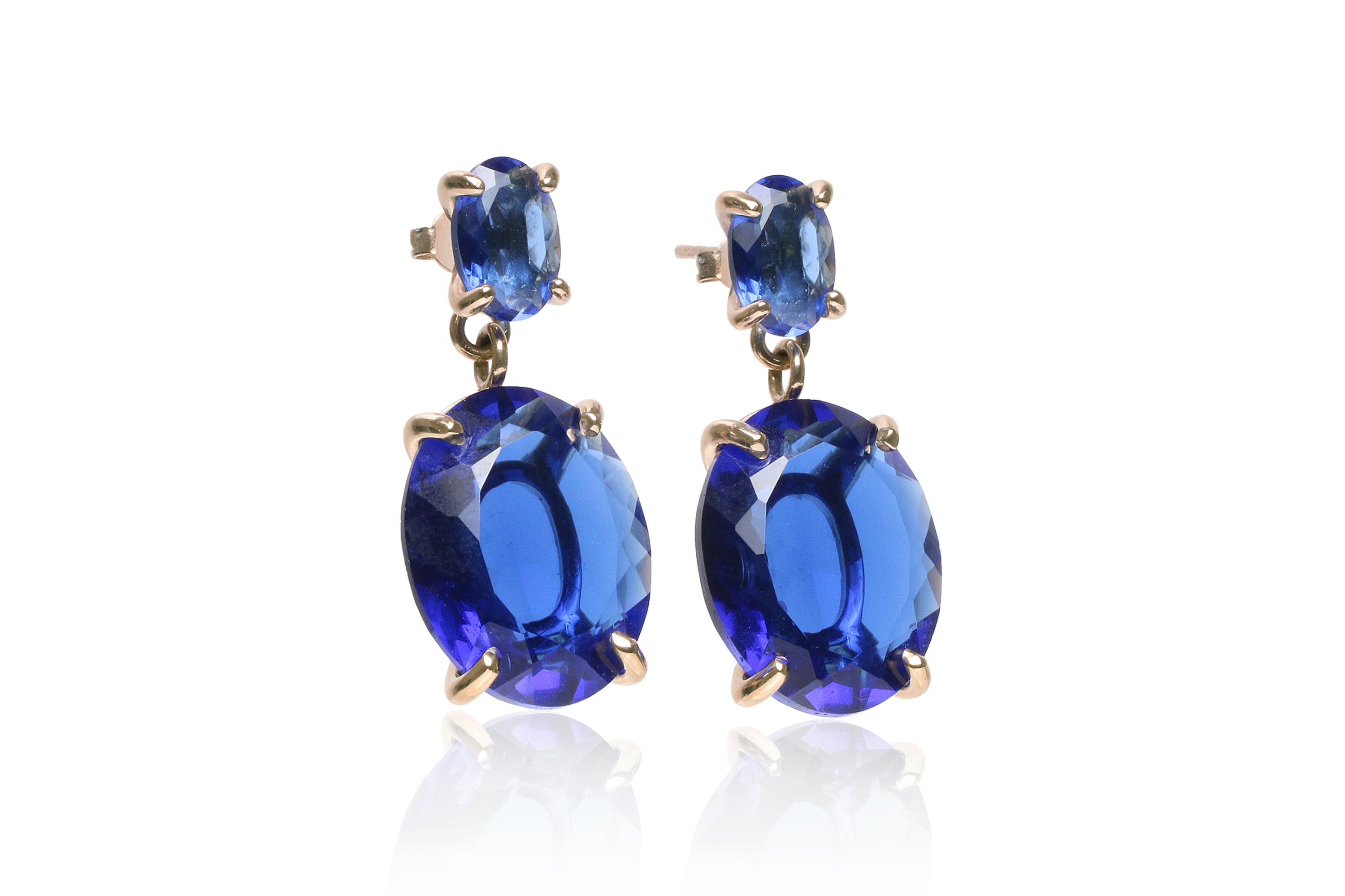 Long Dangle Sapphire Gold Earrings Earrings Anemone Jewelry