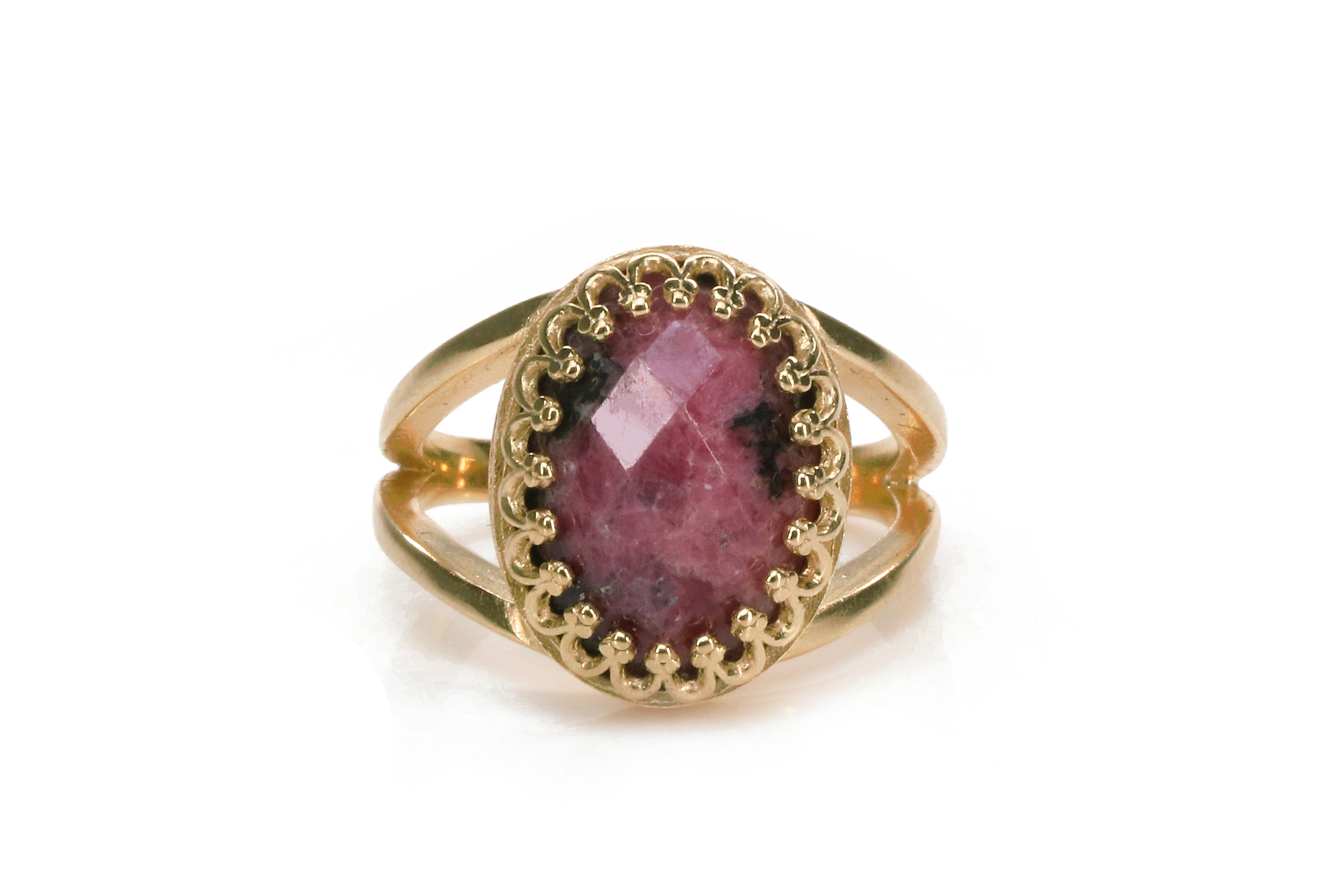 14k Rose Gold Rhodonite Gemstone Ring Rings Anemone Jewelry