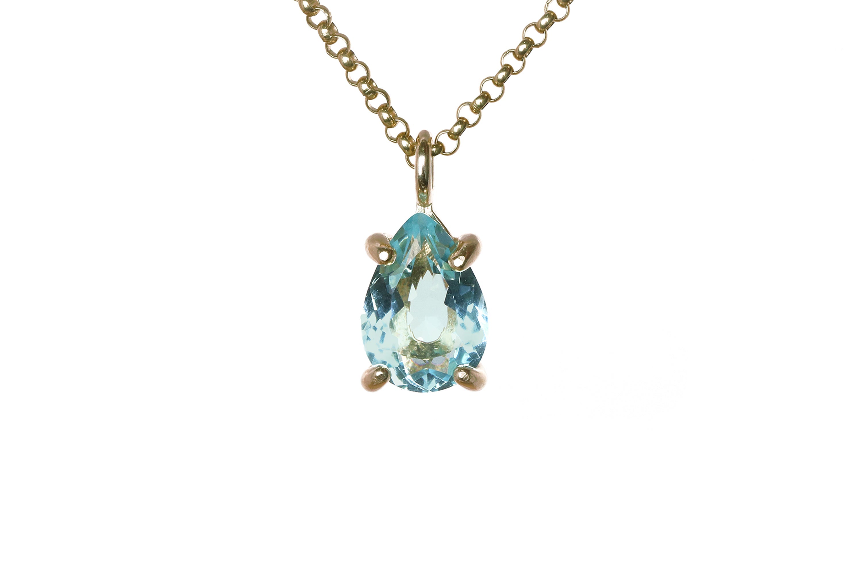 Radiant Blue Topaz Gold Necklace necklaces Anemone Unique