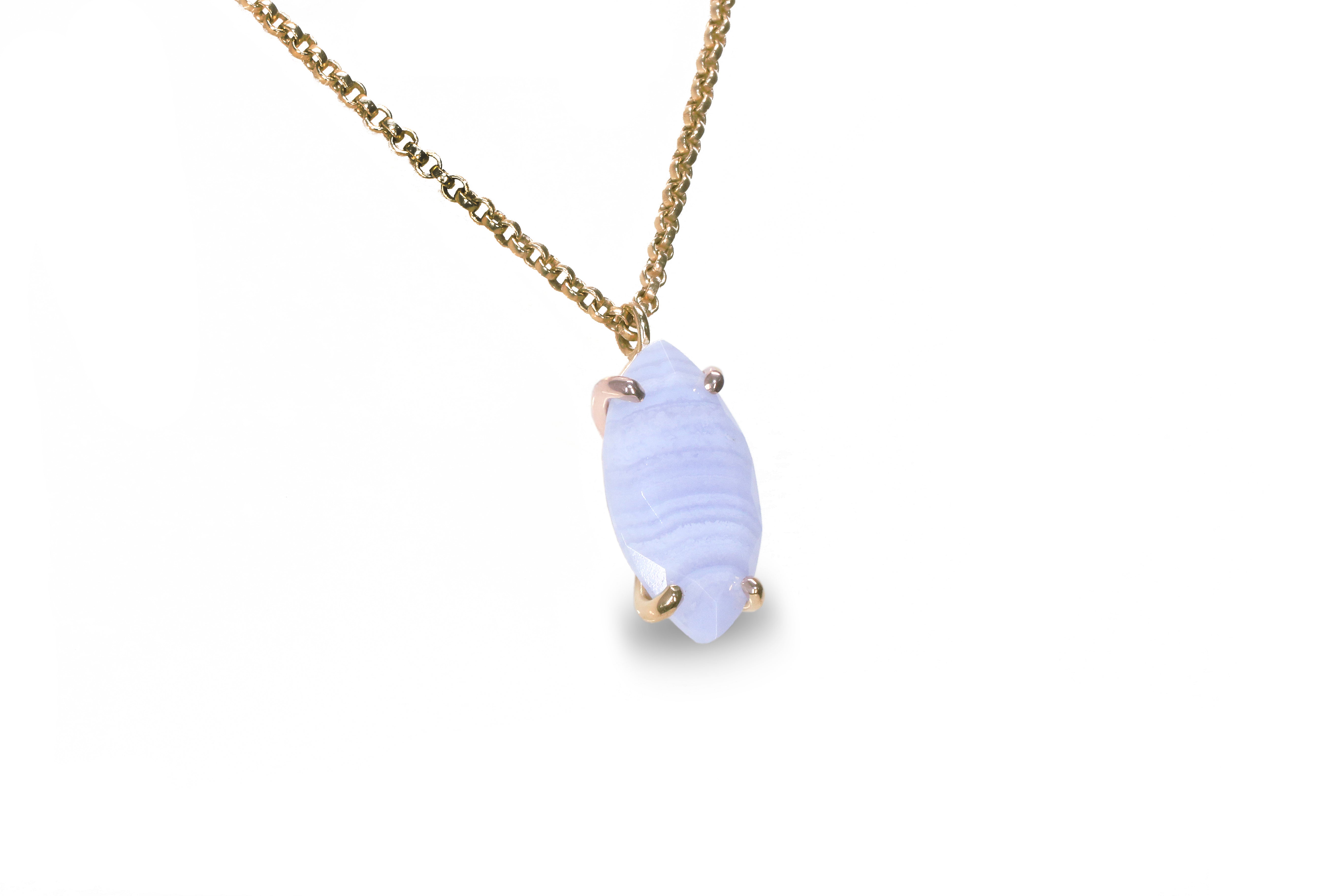 Lovely Marquise Lace Agate Pendant Necklace necklaces Anemone Jewelry