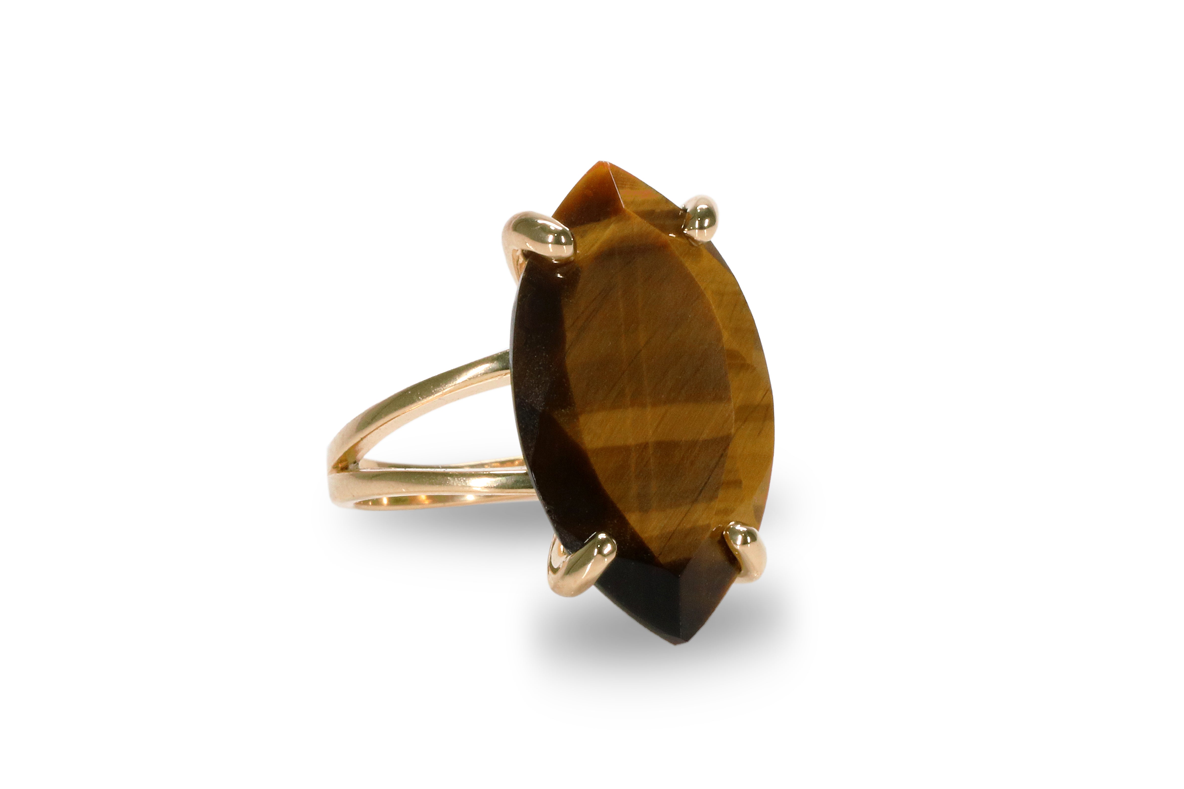 14CT Tiger Eye in 14k Gold-filled Ring Band Rings Anemone Jewelry