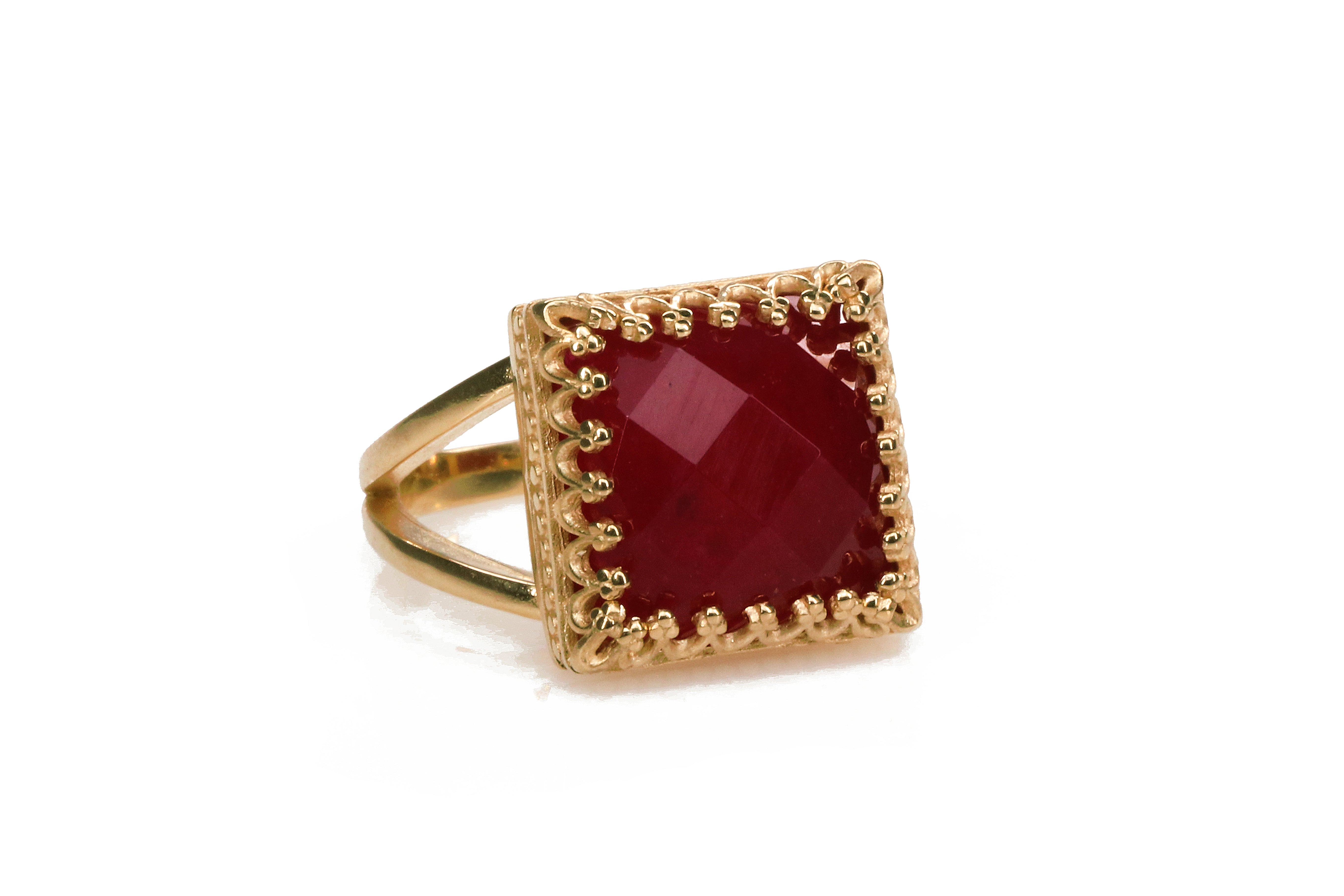 Adorable Red Jade Rings for Women in 14K Rose Gold-filled Band Rings Anemone Jewelry