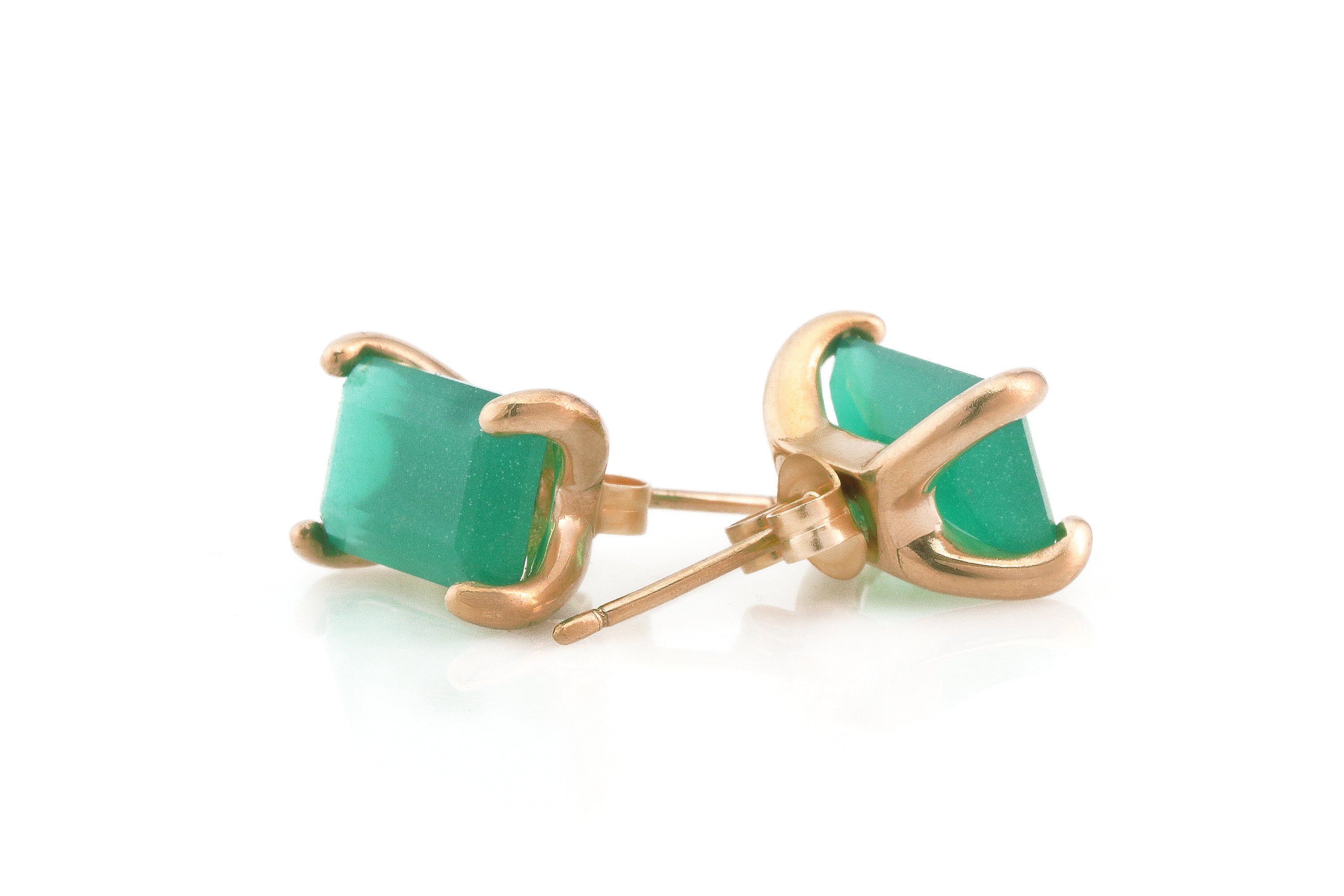 Luscious Gold Filled Green Onyx Earrings Earrings Anemone Unique