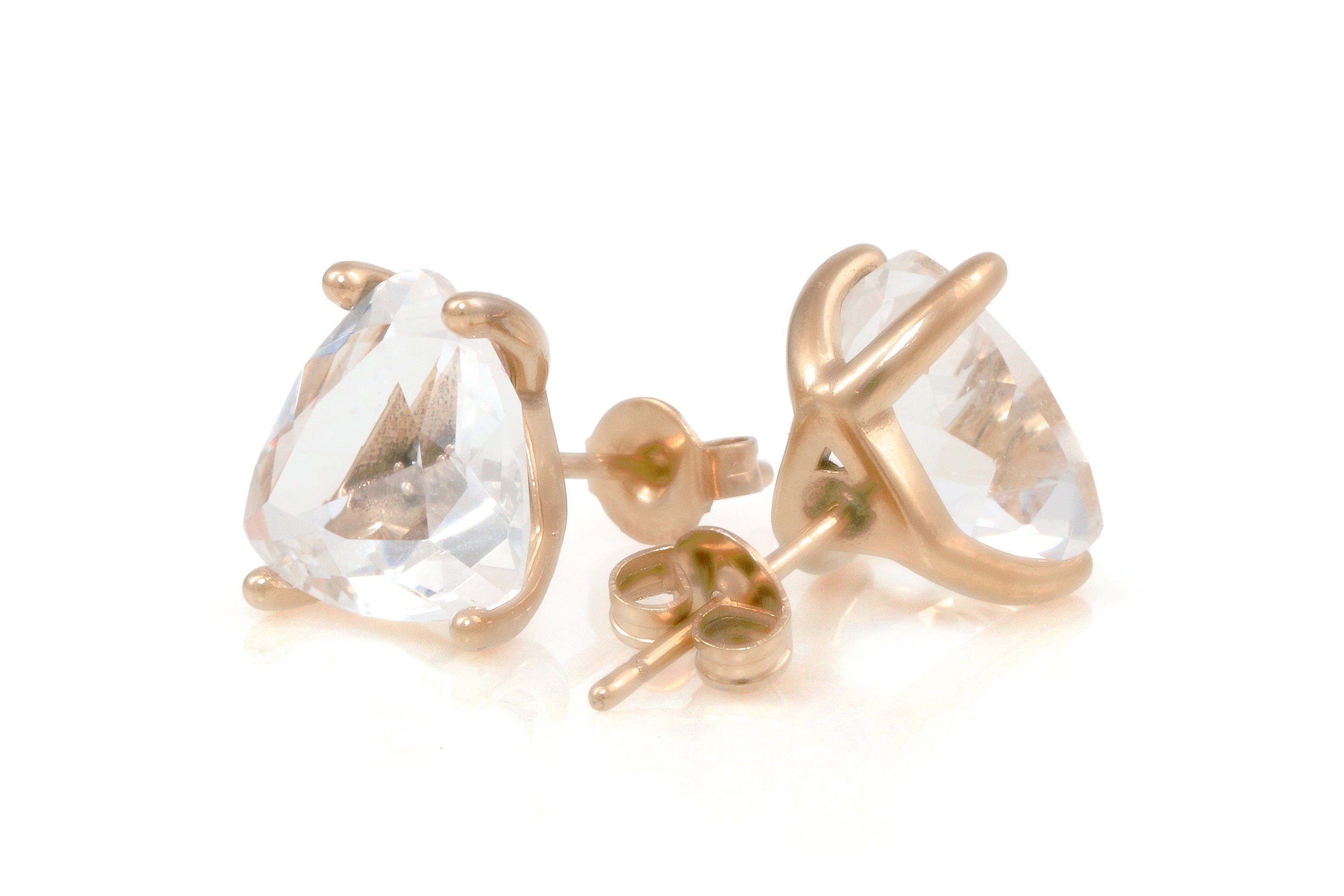 Sophisticated Crystal Quartz Rose Gold Stud Earrings Earrings Anemone Unique